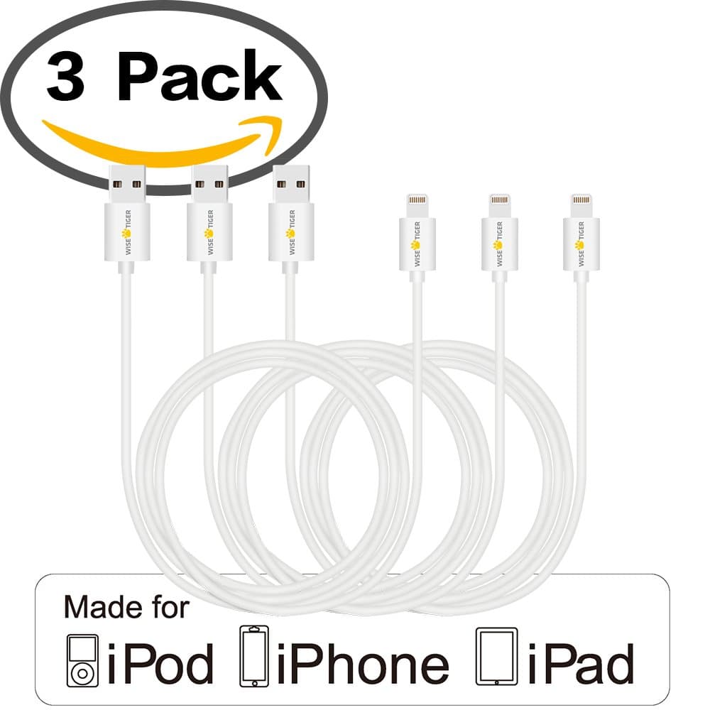Wise Tiger Lightning Cable Apple MFI Certified Cord 5ft/1.5 Meters Lightning to USB Charger Cable with White
