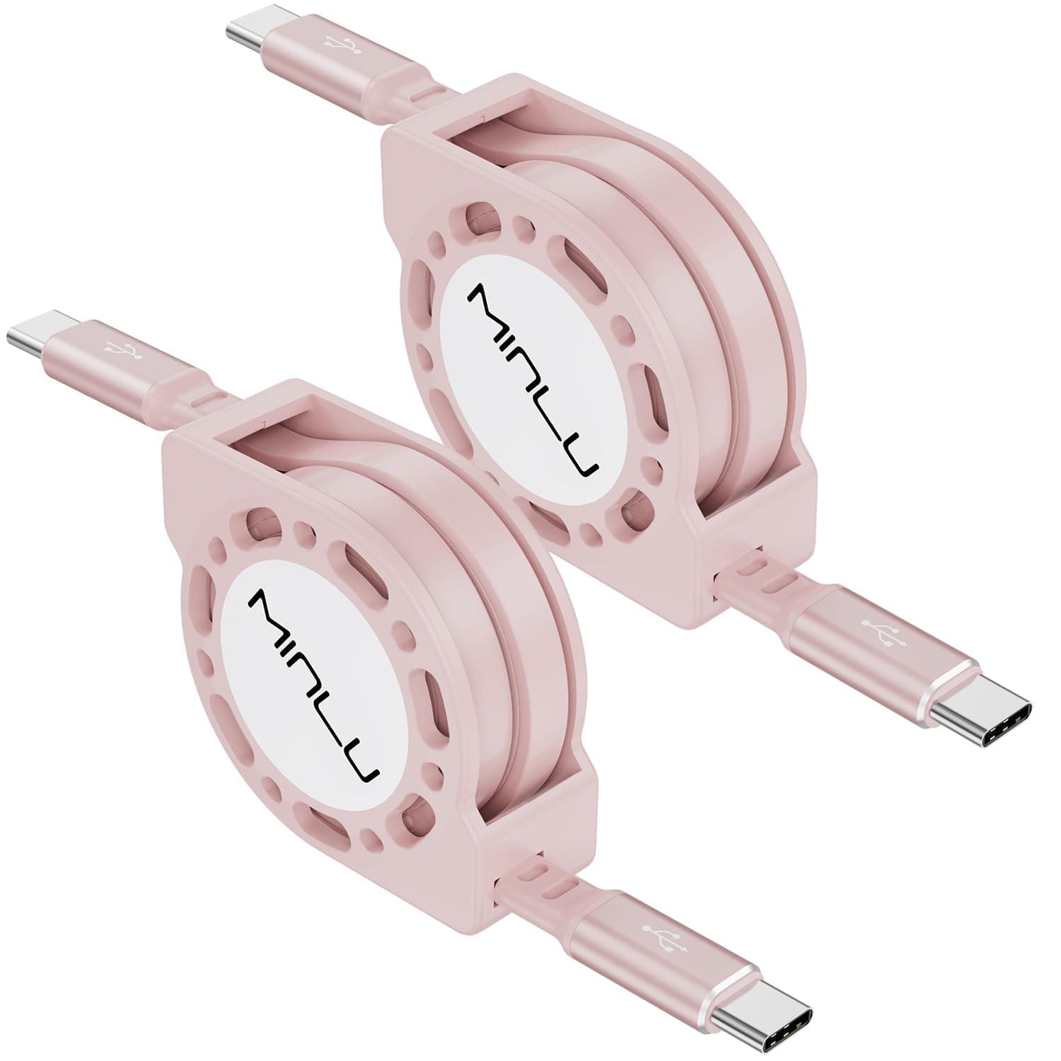 Minlu 100W Retractable Charger Cable, USB C to USB C Cable [2Pack 1.2M] PD3.0 USB C Charger Cable, Type C Fast Charging Cable for iP16/15 MacBook Pro iPad Air Samsung S23 S22 S21 Switch PS5