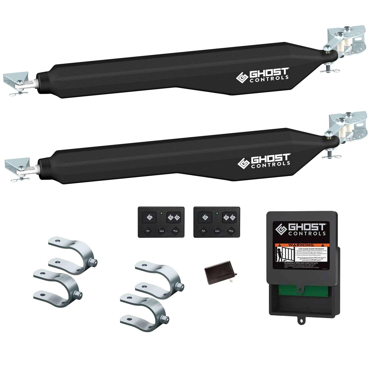 Ghost Controls D Series Dual Smart Ready Automatic Gate Kit with Tube Gate Brackets- DD2U for Swing Gates Up to 1000 lbs. or 12 Feet (ft.) in Length (2. DD2U Dual Kit)