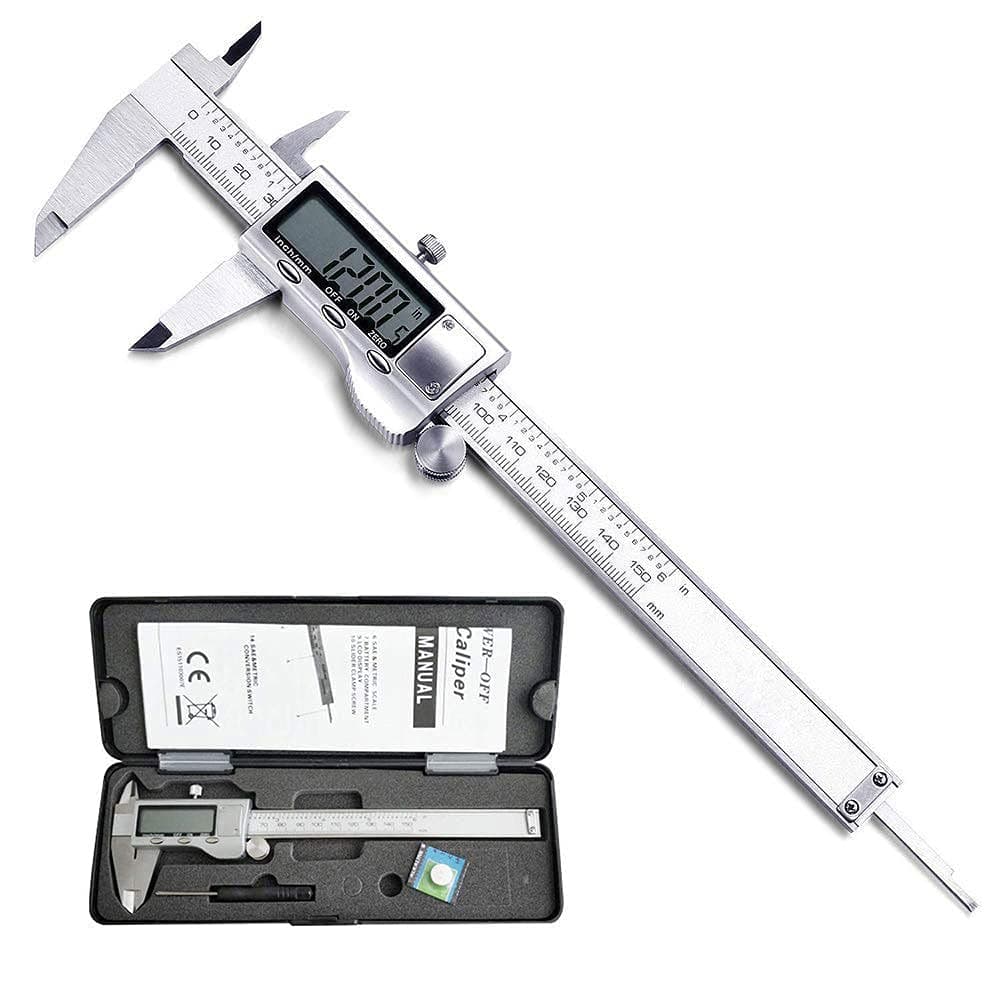 - Digital Caliper, Caliper Measuring Tool with Stainless Steel, Electronic Micrometer Caliper with Large LCD Screen, Auto-Off Feature, Inch and Millimeter Conversion (6 Inch/150 mm)