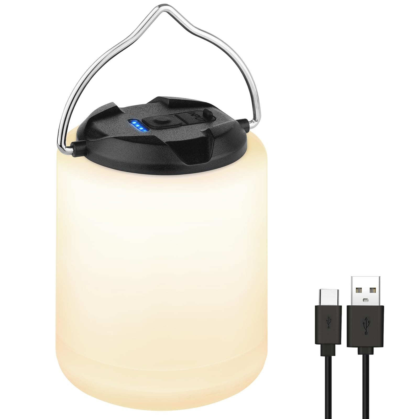 BOBKID LED Camping Lantern, Rechargeable Camping Light, 4 Modes Outdoor Flashlights Lanterns with 1000LM, Water Resistant Portable Emergency Camp Light for Hurricane Hiking Survival Kits - Black