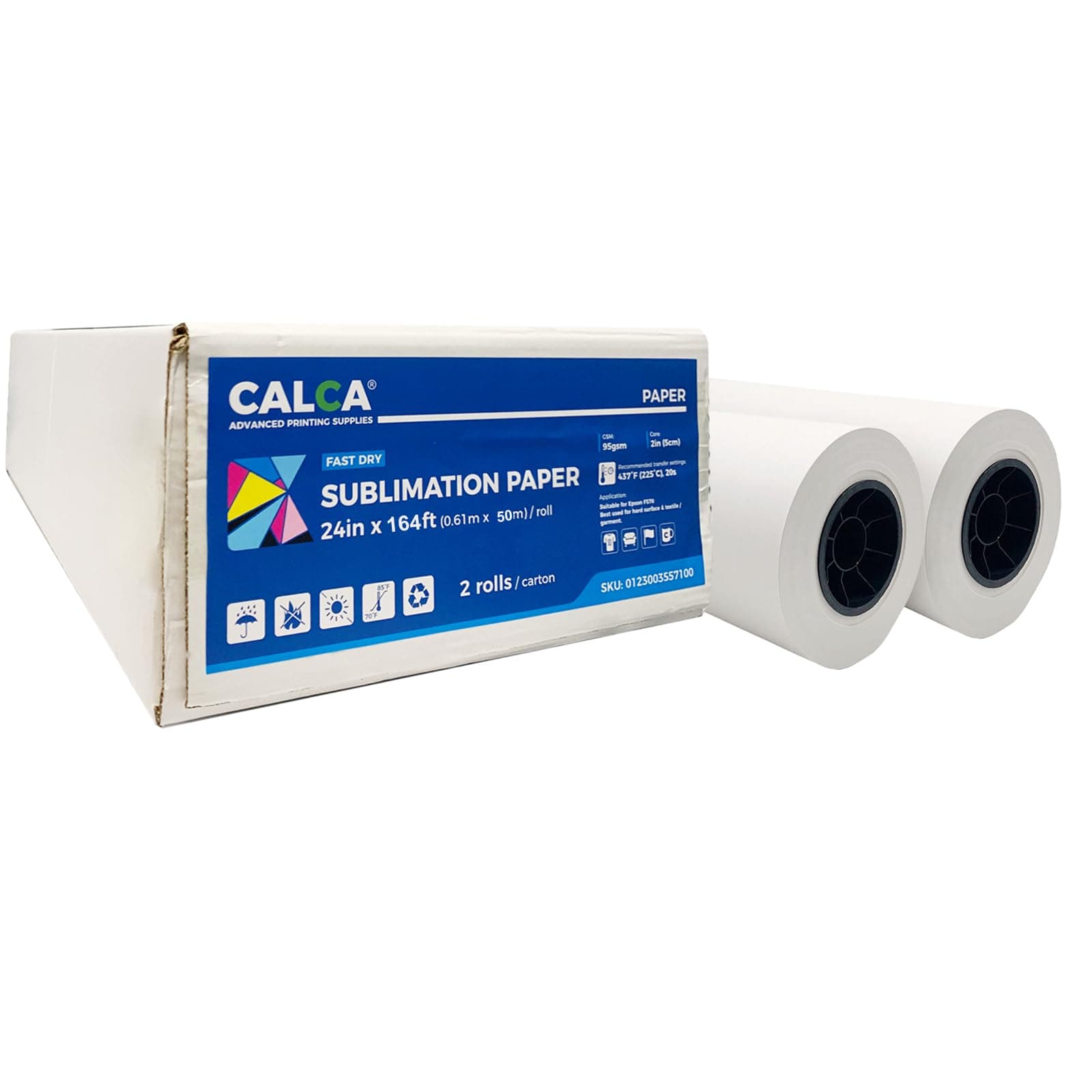 24in Dye Sublimation Paper Roll 2" Core for E-pson F570 F500, Fast Dry Sublimation Paper 24in x 328ft Heat Transfer Paper Roll 95gsm