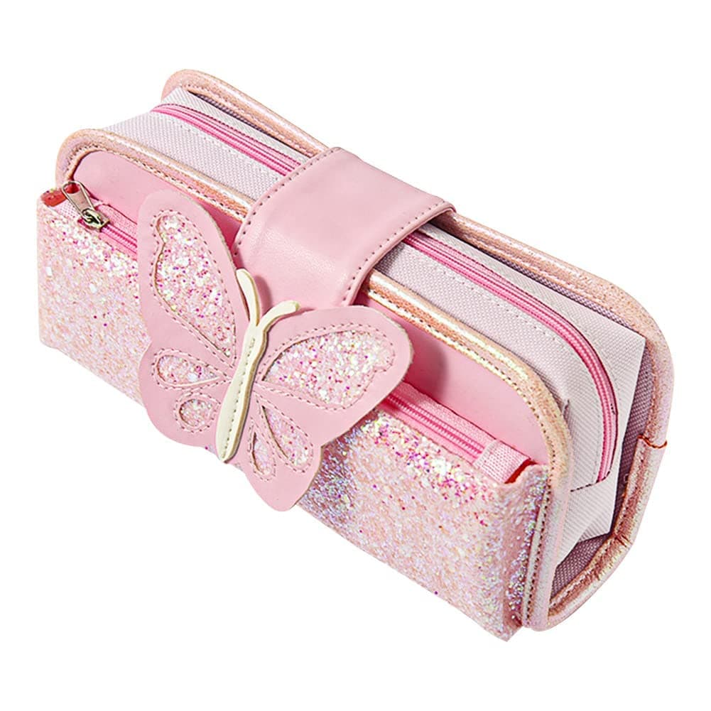 MAKINGTEC Big Capacity Pencil Case, Canvas Pen Pencil Pouch, Pink Pencil Case Reversible Sequin Pencil Case, Multi Use Stationery Storage Middle High School Organizer for Students Girls Teens Adults