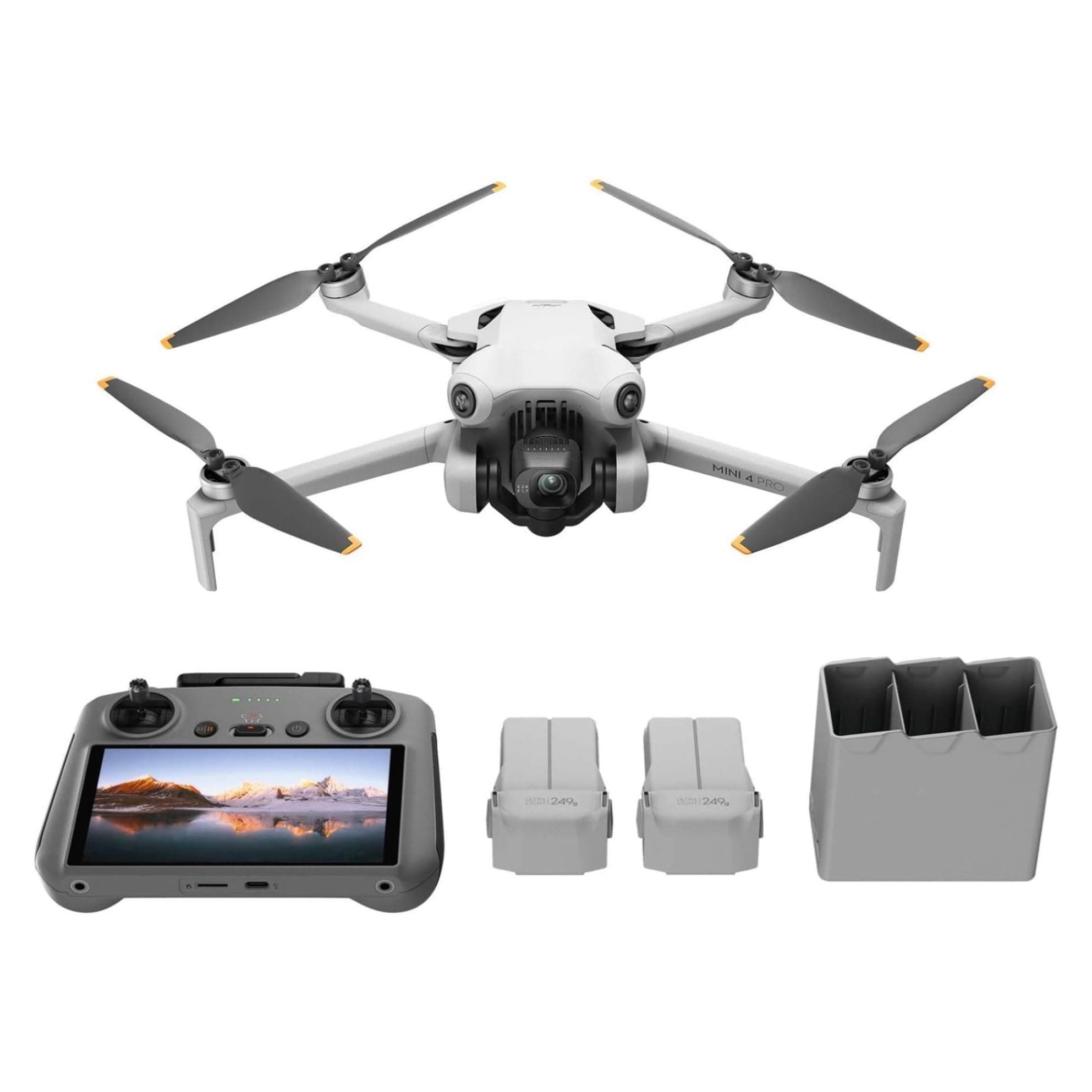 Mini 4 Pro Fly More Combo with DJI RC 2, Drones with Camera for Adults 4K, Under 0.549 lbs/249 g, 3 Batteries for up to 102 Mins Flight Time, Smart Return to Home, Drone for Beginners