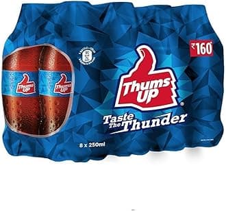 Thums Up Soft Drink Cola, 250ml (Pack of 8)