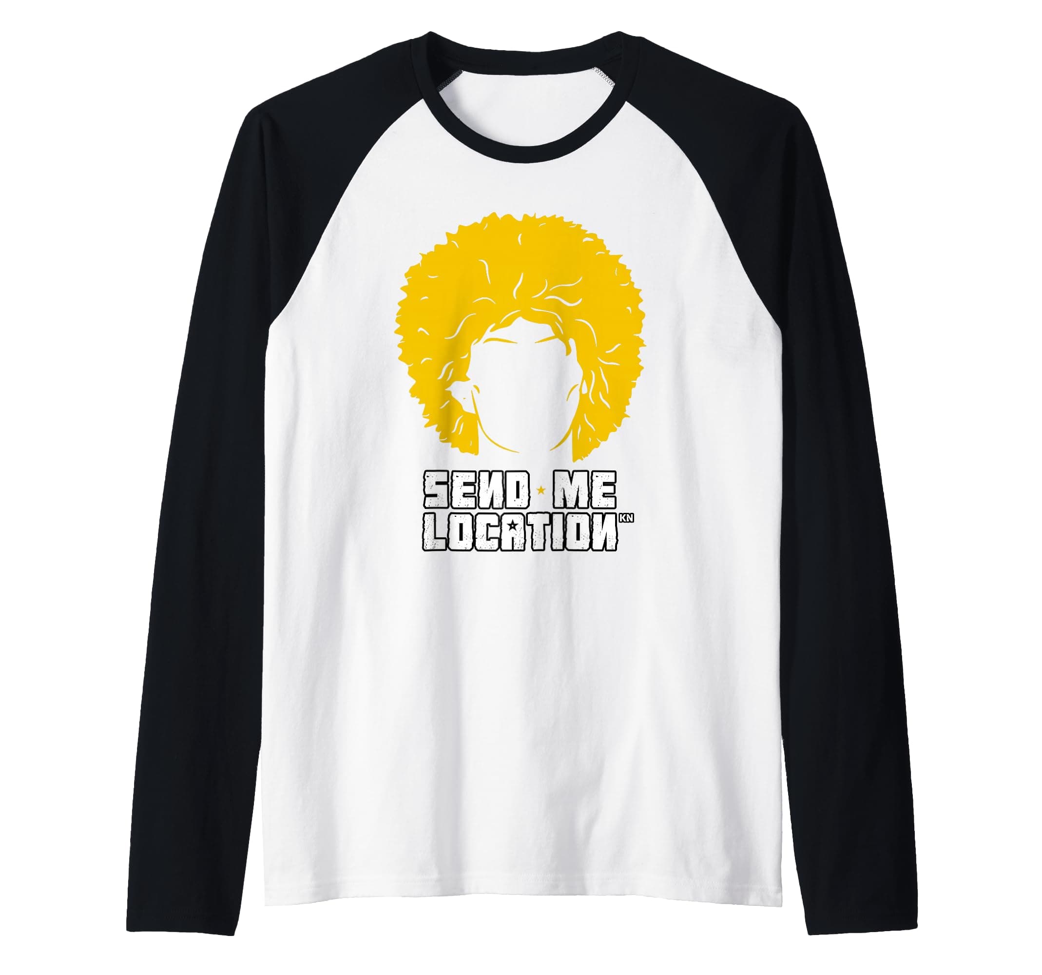 Send Me Location Papakha Wig Raglan Baseball Tee