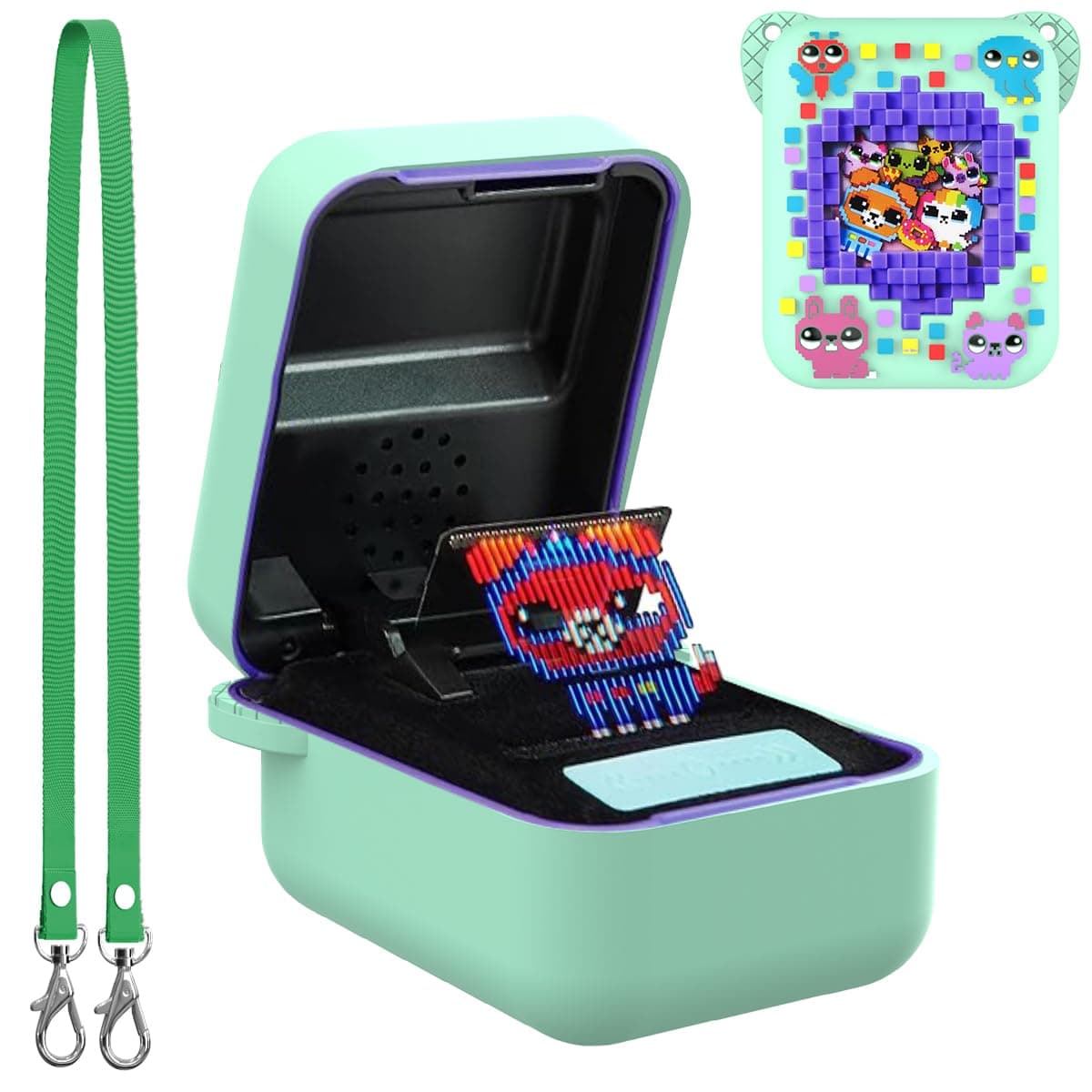 Silicone Cover Case for Bitzee Orginal Interactive Toy Digital Pet and Case, Protective Skin Sleeve with Lanyard for Bitzee Virtual Electronic Pets Accessories Kids Boys Girls (Green)