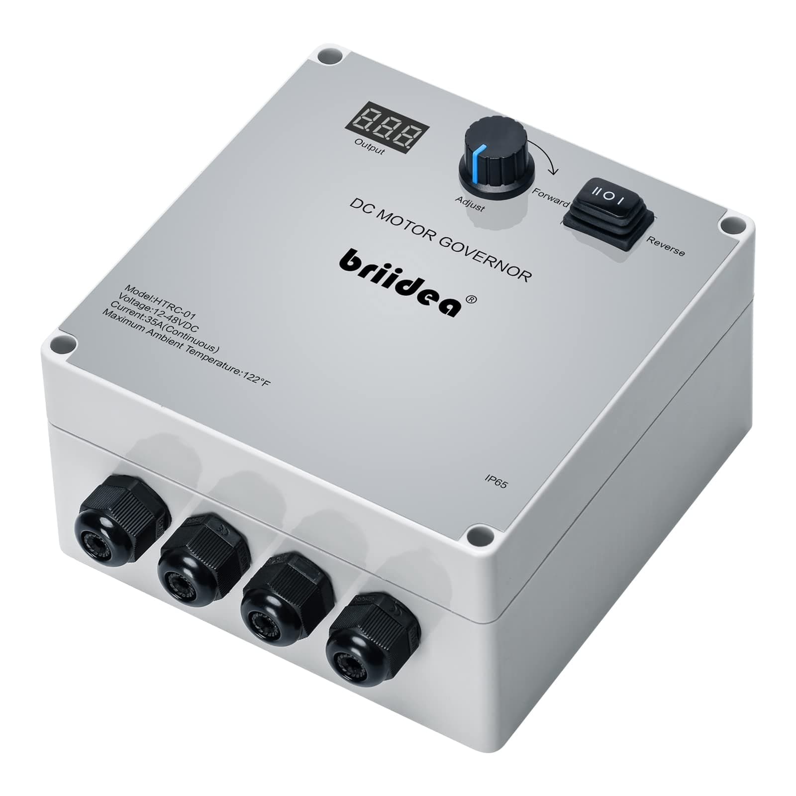 PWM Controller, Briidea DC 12-48V 35A Waterproof Motor Speed Controller with Forward-Brake-Reverse Switch, Adjustable Potentiometer and LED Display, Easy Assembly, Perfect for Trolling Boat Motor