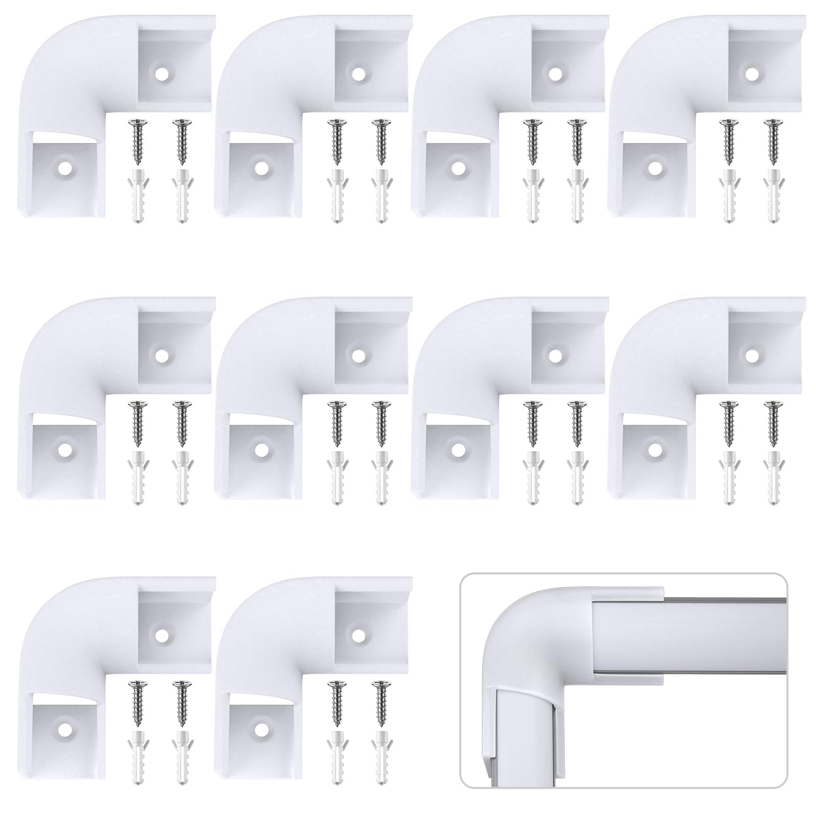 90 Degrees Corner Connector 10 Pcs, LED Profile Corner Connectors, 90 Degrees LED Channel Corner Connectors for V Shape LED Aluminium Profile, Screws Included