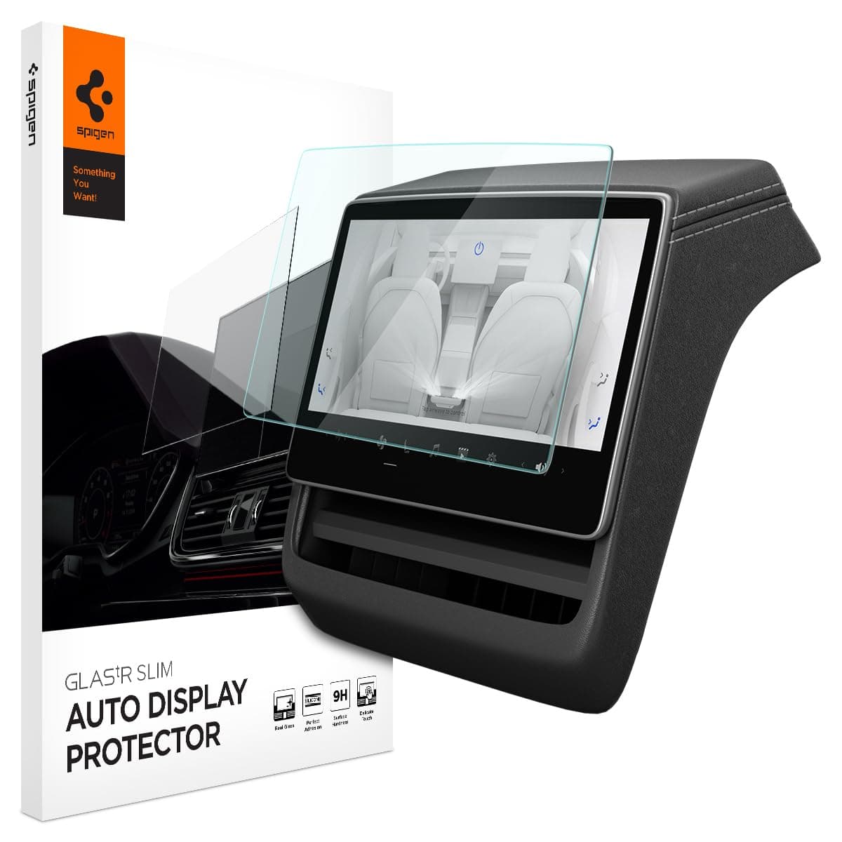 Spigen Tempered Glass Screen Protector [GlasTR Slim] designed for Tesla Model 3 (2024/2025/2026), Model Y Juniper (2025/2026) 8" Rear Touchscreen - Matte/Anti Finger Print