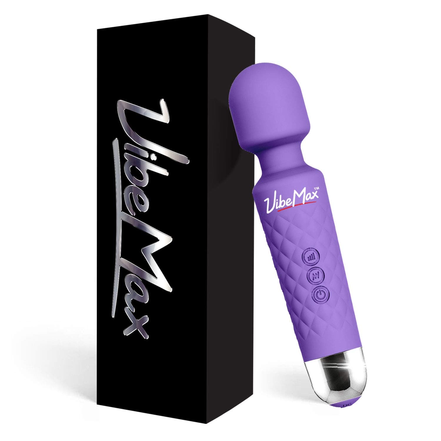 VibeMax Rechargeable Personal Massager - Powerful Multi Speed Vibration - Whisper Quiet - Waterproof - for Muscle Tension Relief in Neck, Back, Shoulders, Legs and Feet - Purple