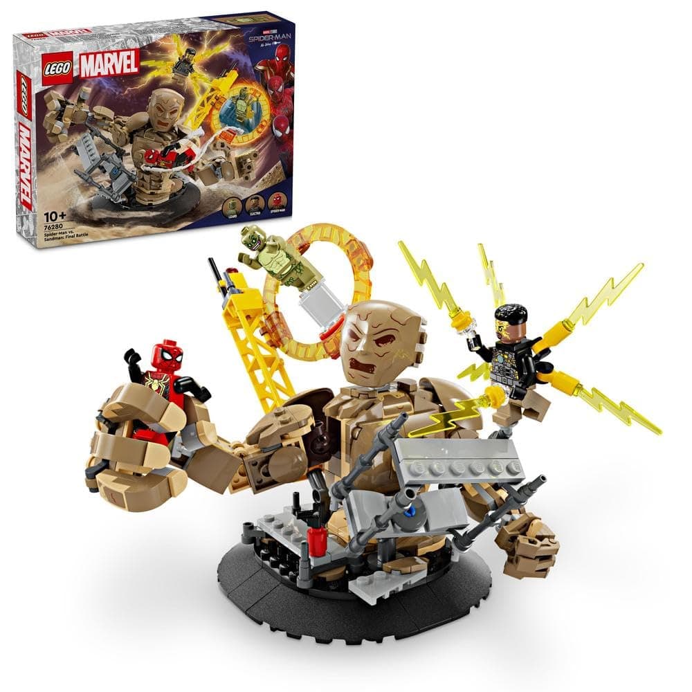Marvel Spider-Man vs. Sandman: Final Battle, No Way Home Set, Super Hero Building Toy for Kids, Boys & Girls with Action Figure, plus Lizard and Electro Minifigures, Gift Idea 76280