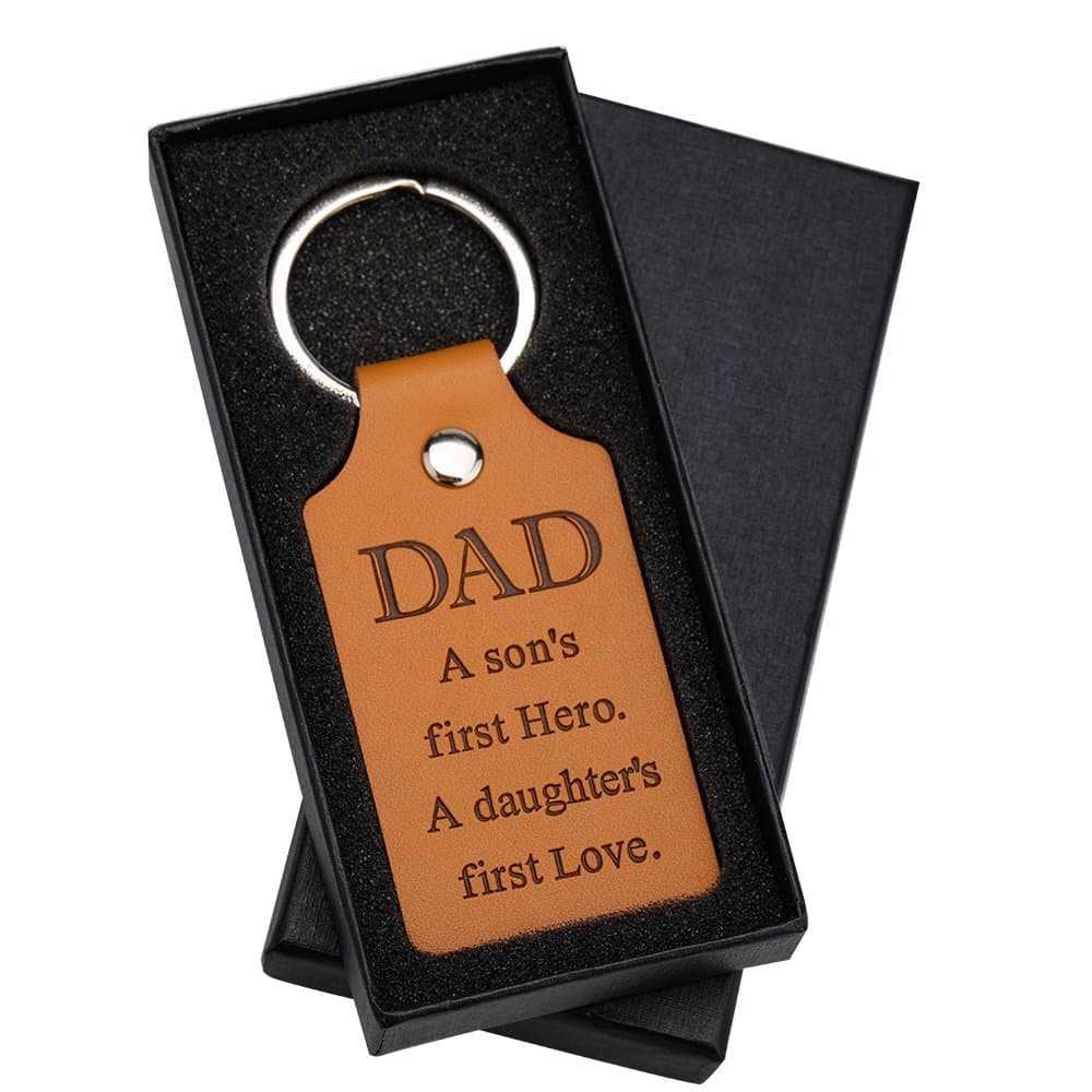 E-Know Father’s Day Keychains, Dad Leather Key Chain,Father Day Gifts from Daughter