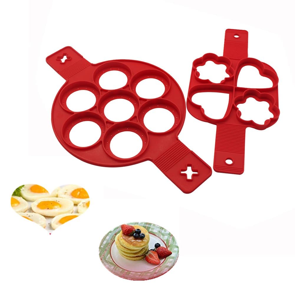 Limited TIME Offer Egg Ring Nonstick Silicone Round Egg Rings Muffin Pancake Mould Heart (2 Pack)