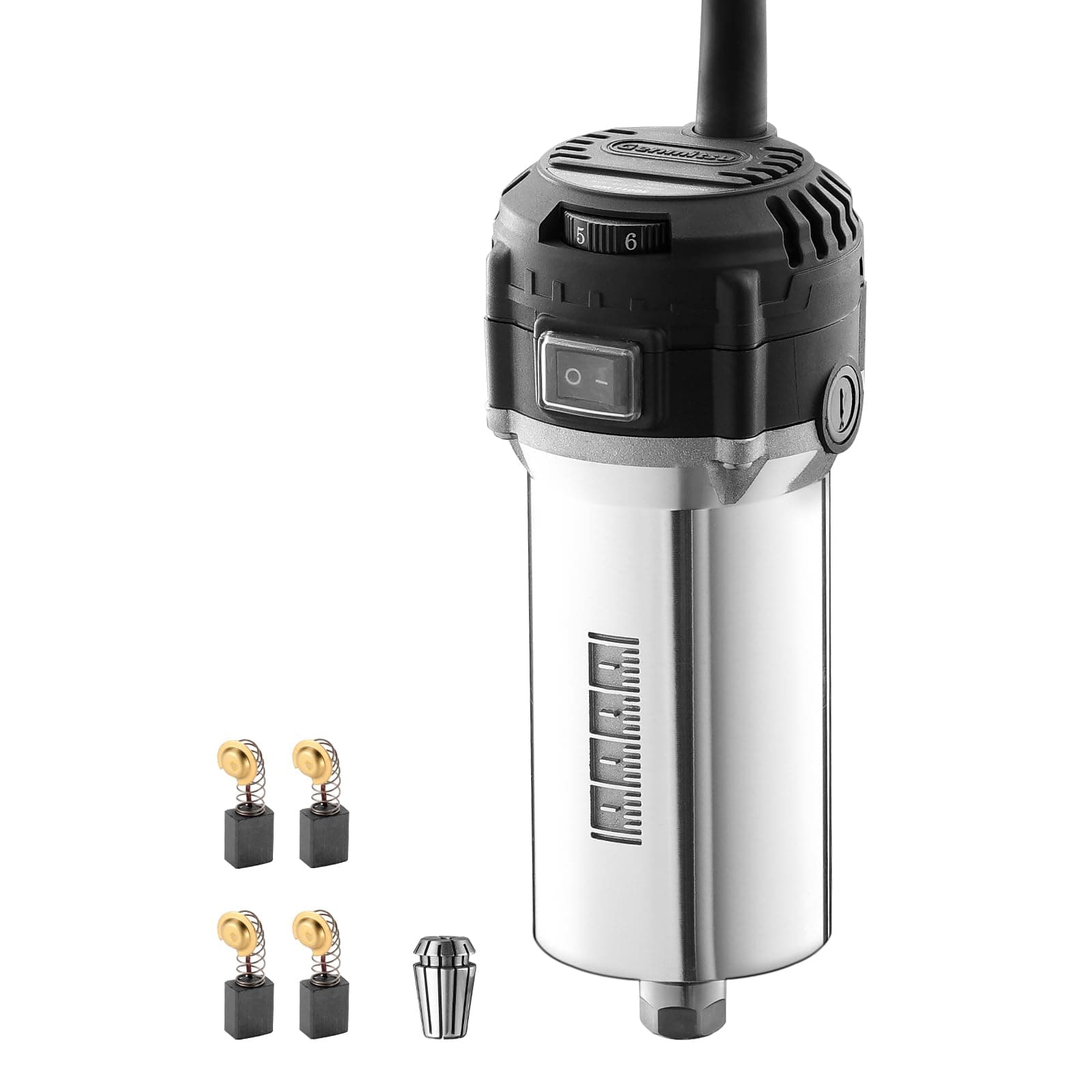 Genmitsu 710W CNC Spindle Motor, 65mm Diameter, 6 Variable Speeds 6500-30000RPM, Compact Router with ER11 Collet & 4 Carbon Brushes, Perfect for CNC Woodworking & DIY Project