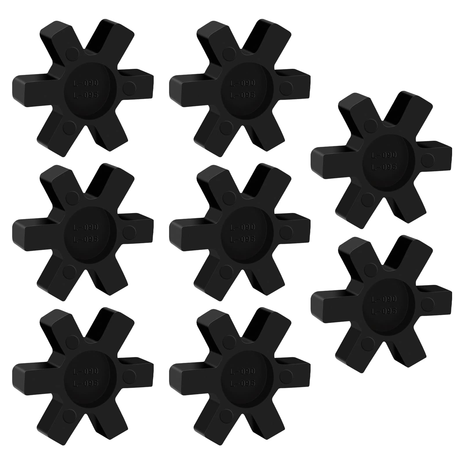 8 Pcs Solid Type Spider Center Inserts L095 Flexible NBR Rubber Spider Inserts Fits for L Jaw Coupling Set, Black