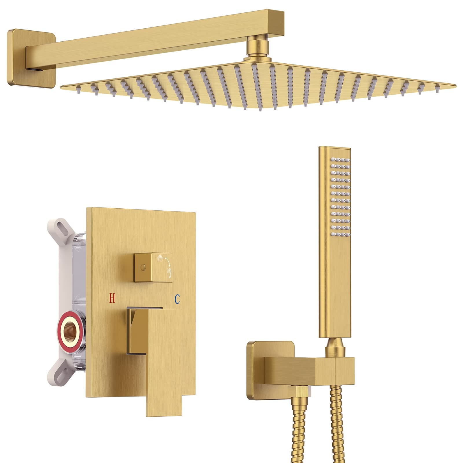 10 Inch Brushed Gold Dual Function Shower System