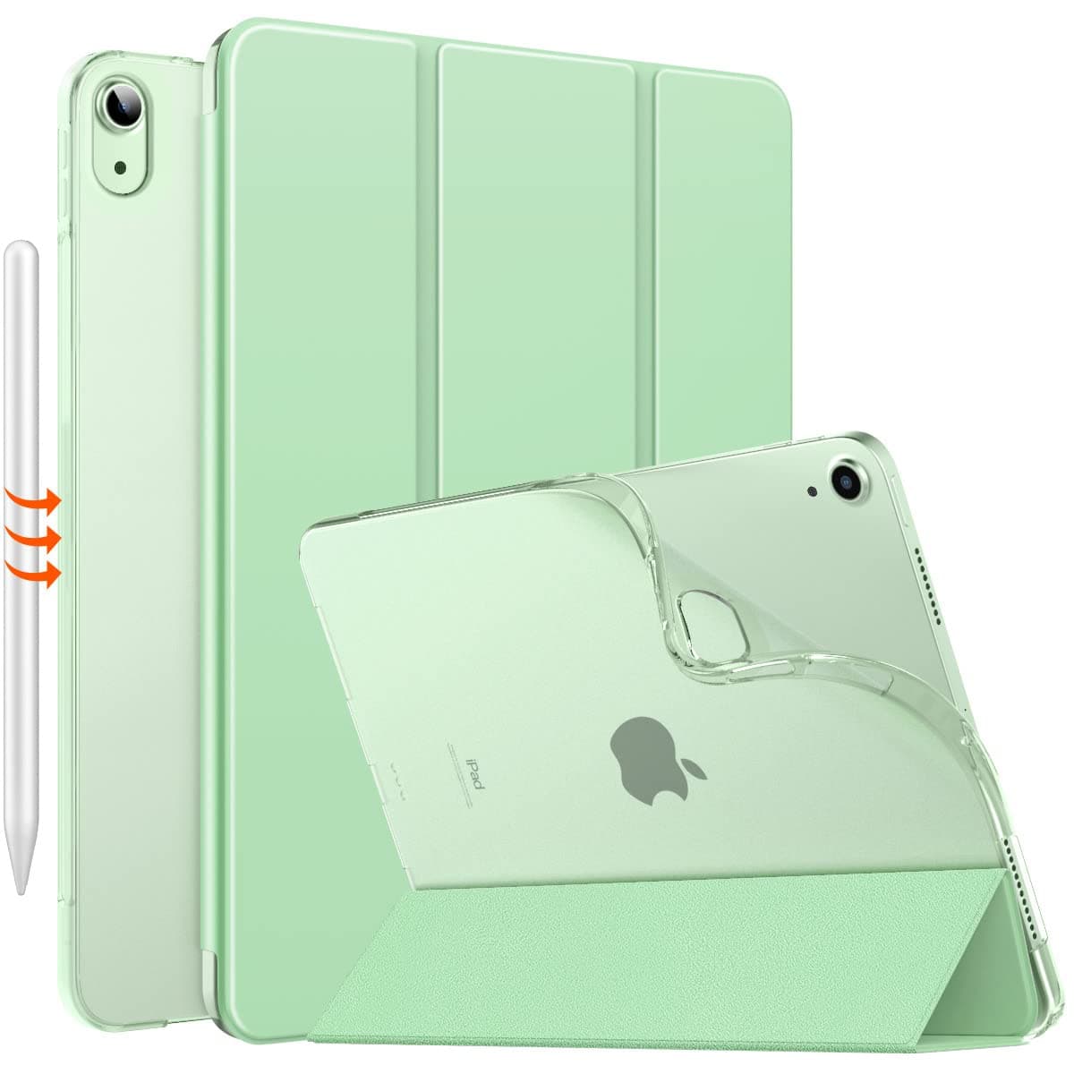 MoKo for iPad Air 11 Inch Case M4/M3/M2 2026/2025/2024, iPad Air 5th/4th Generation 10.9" 2022/2020, Translucent Frosted Soft TPU Back Cover, Slim Protective Cover,Auto Wake/Sleep,Green