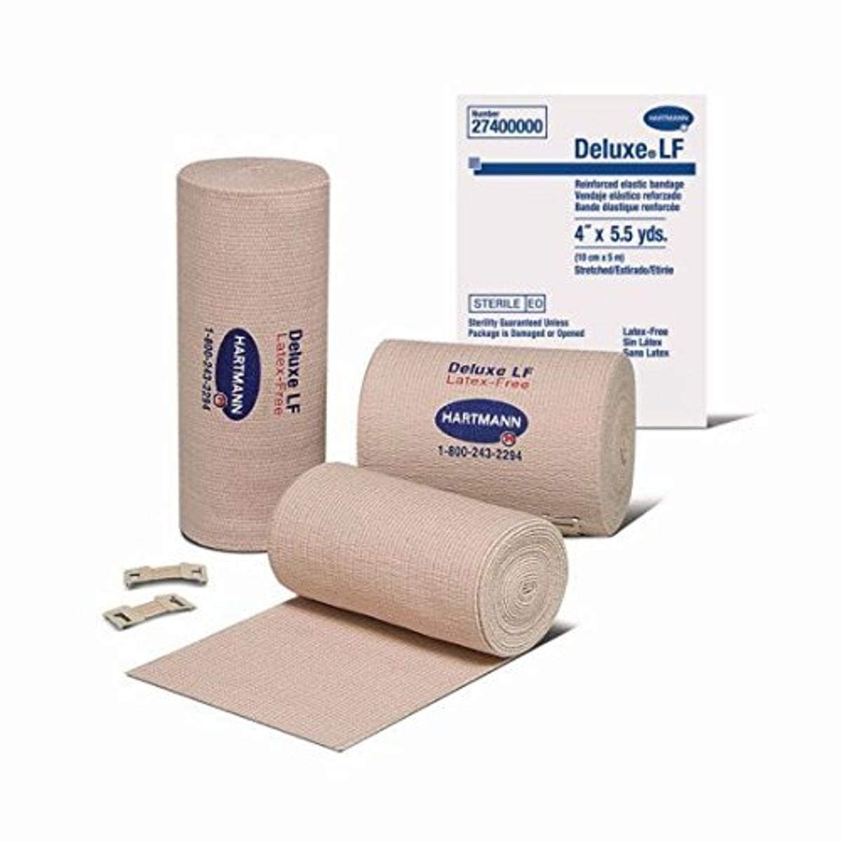 Hartmann Deluxe Elastic Bandage, 6" x 5 yd, Single Roll, Latex Free, Skin Safe Bandage for Wrapping Wounds, Holding Gauze, and Other Dressings in Place, Cotton Yarn Bandage