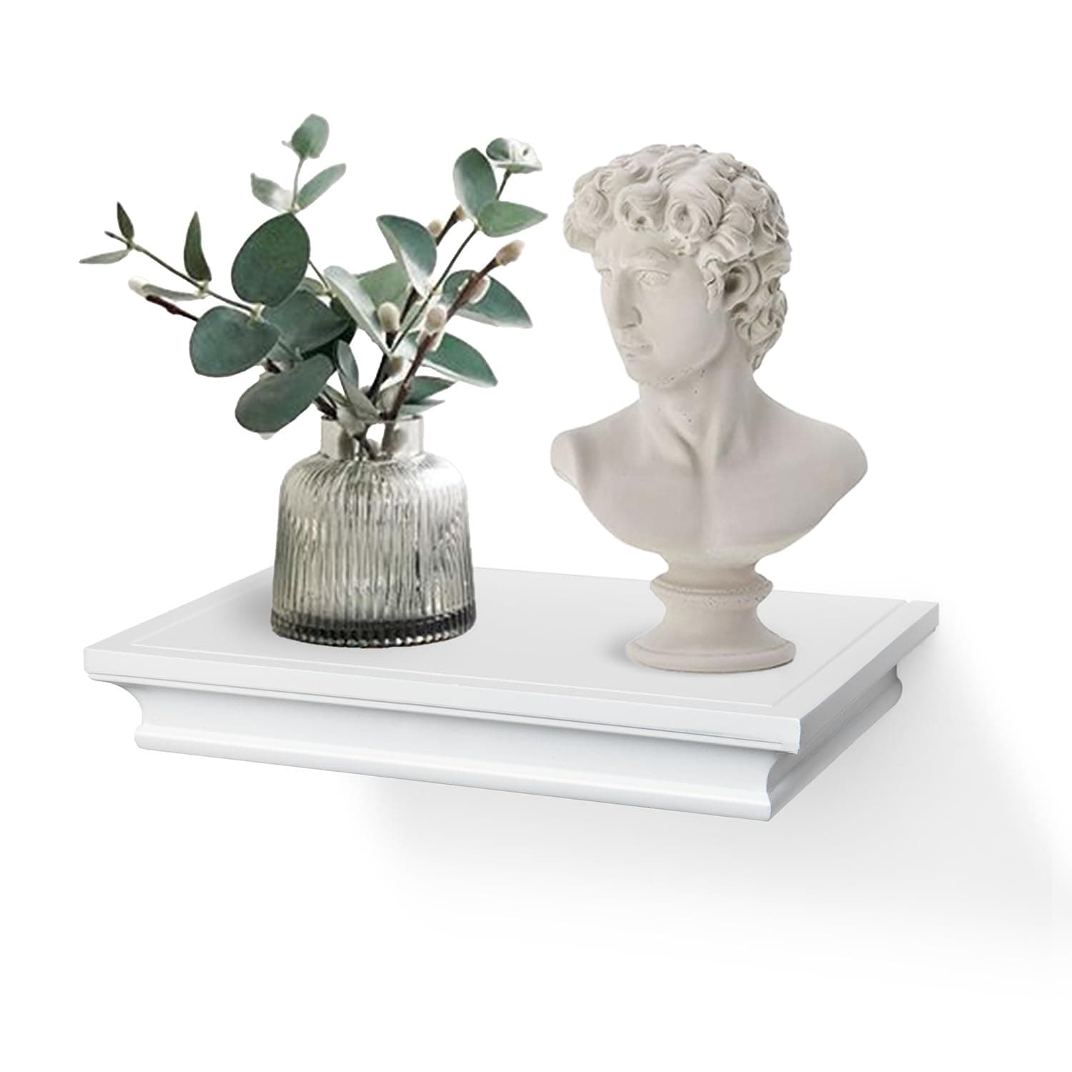 White Floating Shelves Wall Mounted, Deeper Wall Storage Shelf for Home Décor, Super Sturdy, Easy to Install, 12” Wide, 7.75” Deep