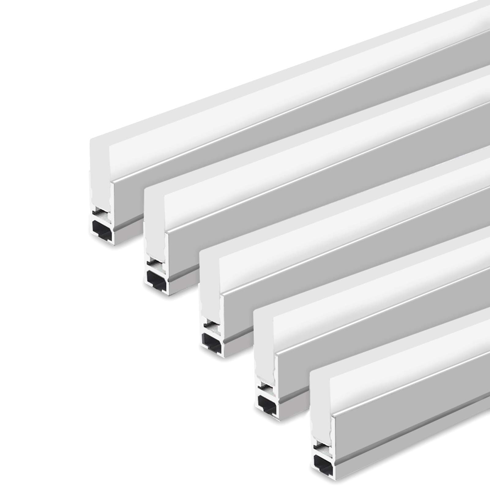 LightingWill 5Pack 3.3ft/1M LED Crystal Aluminum Channel System 8.5mm Ultra Thin Silver Track Extrusion Profile with Acrylic Frosted Covers, Mounting Clips & End caps for LED Strip Light Installation