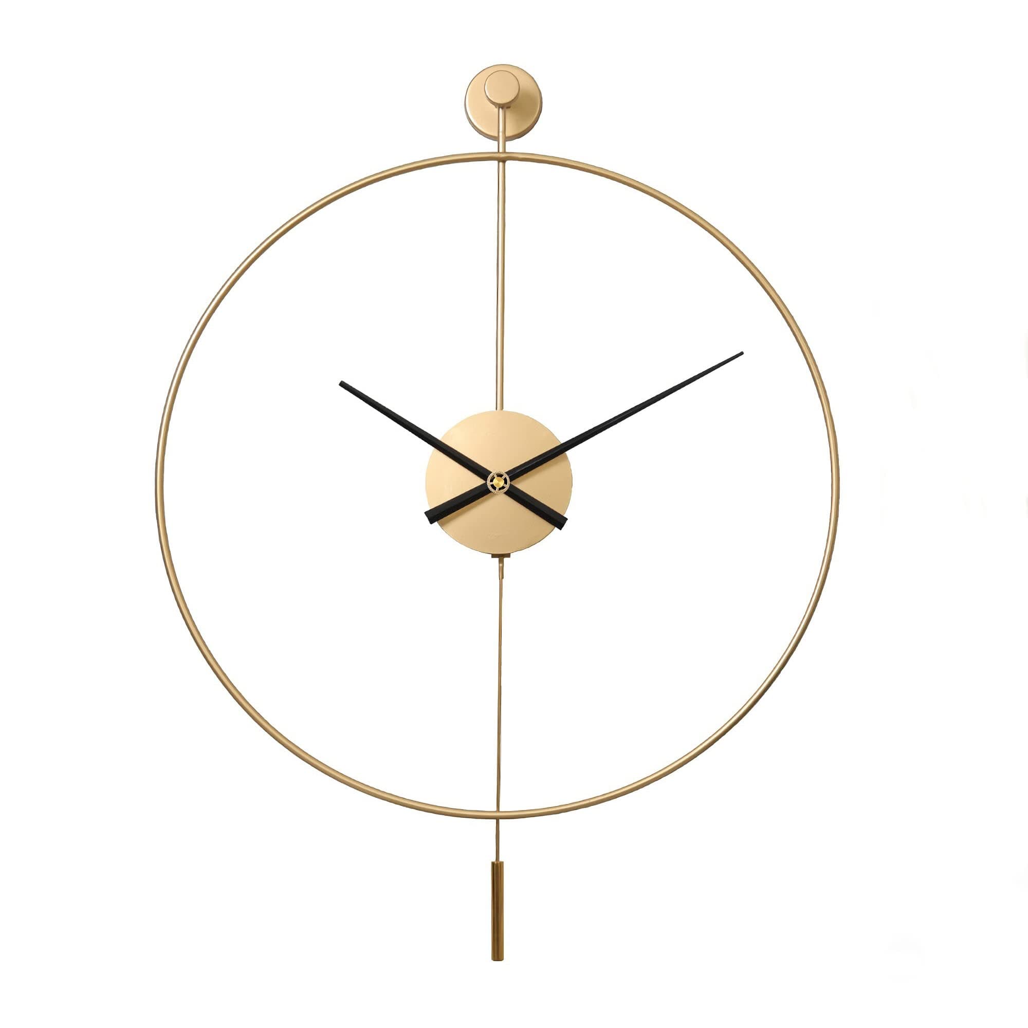 SHISEDECO Classical Large Modern Round Minimalist Wall Clock with Swing Pendu...