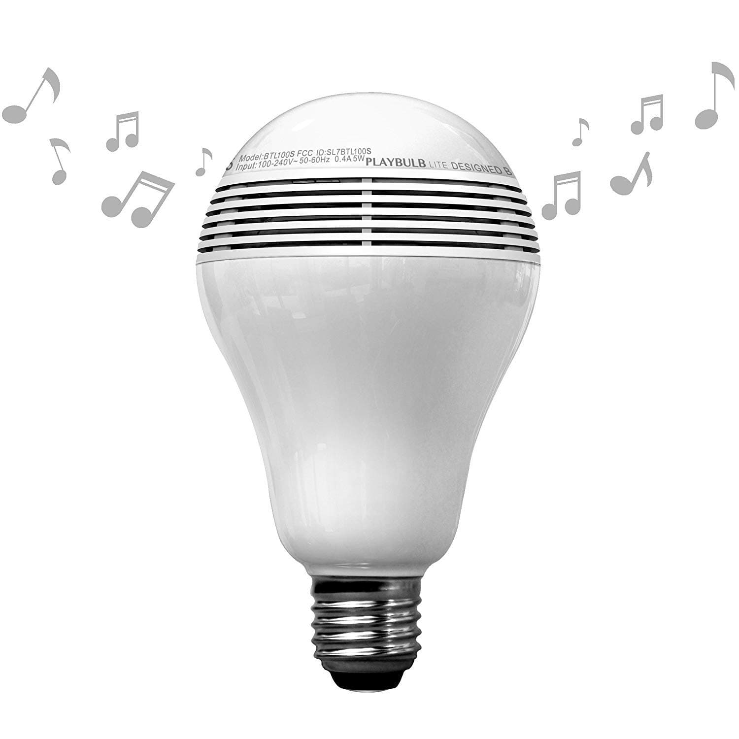 PLAYBULB LED Light Bulb Bluetooth Speaker, Multicolor RGB Color Changing Lamp Wireless Stereo Audio - 110V/5W - E26/E27 Base - App Control - No Hub Required