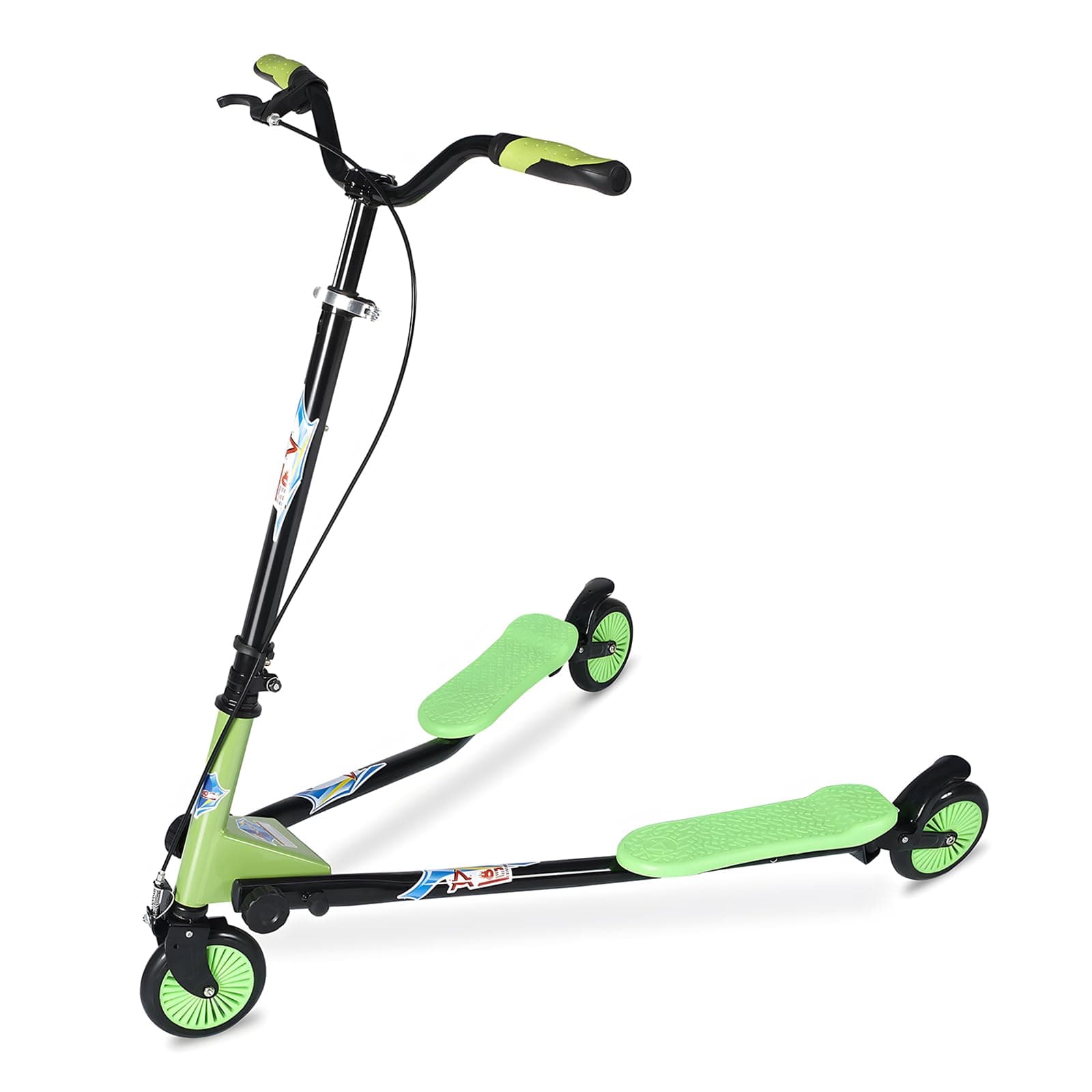 Swing Wiggle Scooter, 3 Wheels Drifting Folding Kick Scooter with 4-Level Adjustable Height/Foldable for Kids/Teen/Adult Age 6+ Years Old