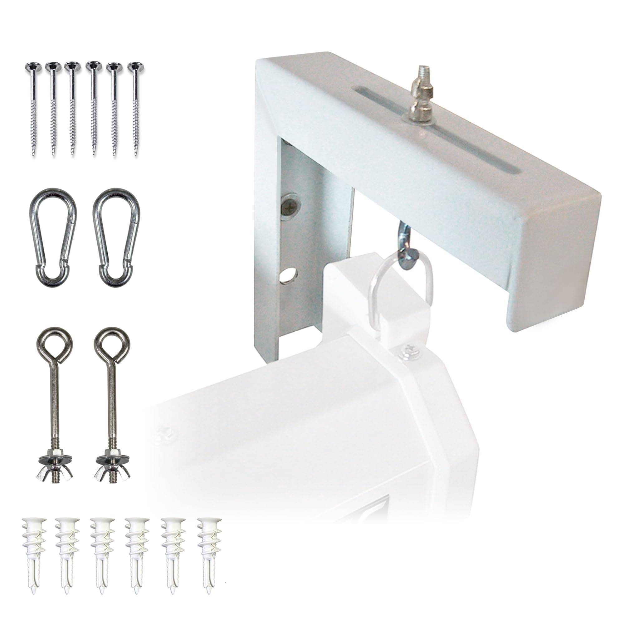 Elite Screens 6" White Projector Screen L-Brackets, Single Metal Welded Construction, Wall or Ceiling Mount - Includes Hooks and Hardware, Model: ZVMAXLB6-W