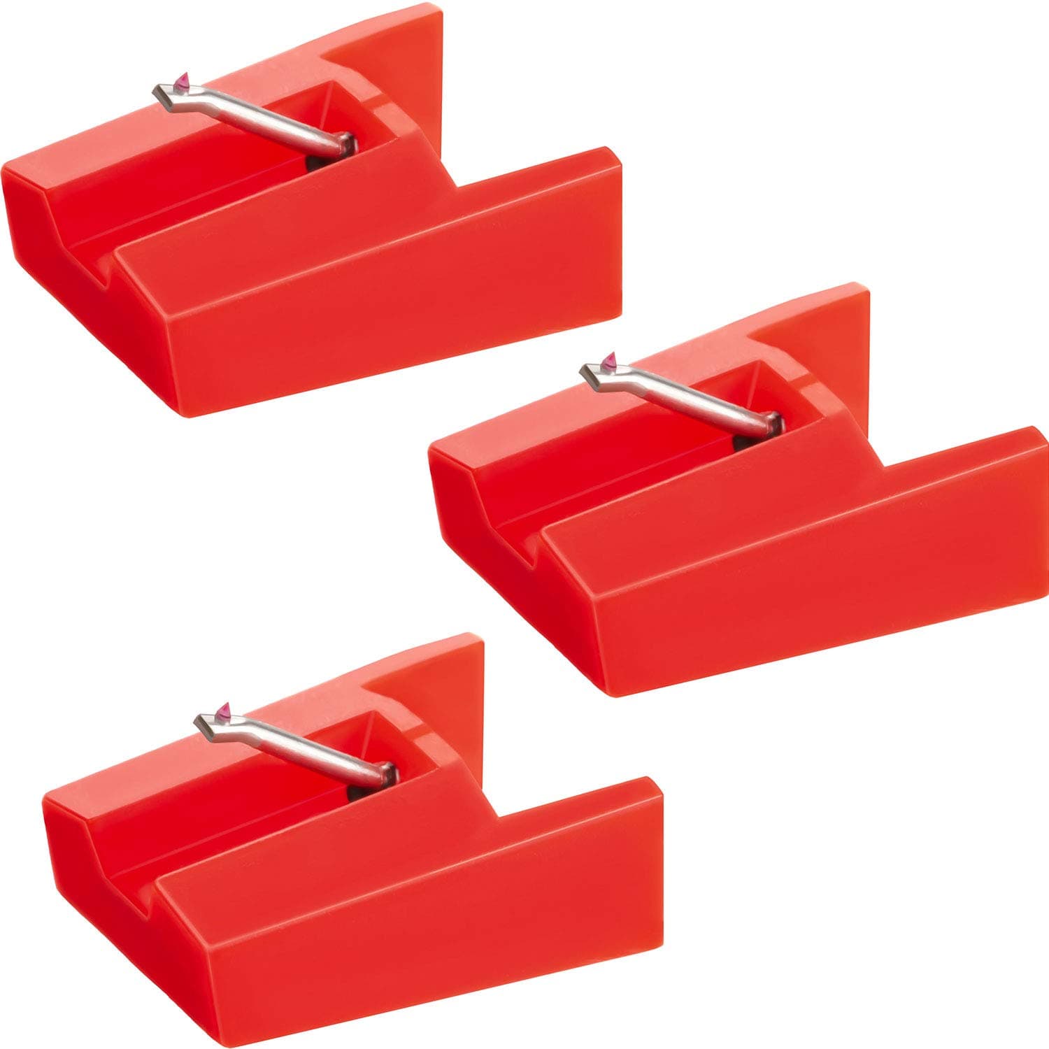 Boao 3 Pack Replacement Stylus Turntable Record Player Needle Compatible with Ion Lct04rs, Ion Ttusb, Ttusb10, Phonograph Cr24003a, Cr2402c, Cr2413a, Cr245, Cr246, Cr249, Cr6001a, Cr6004a(Red)