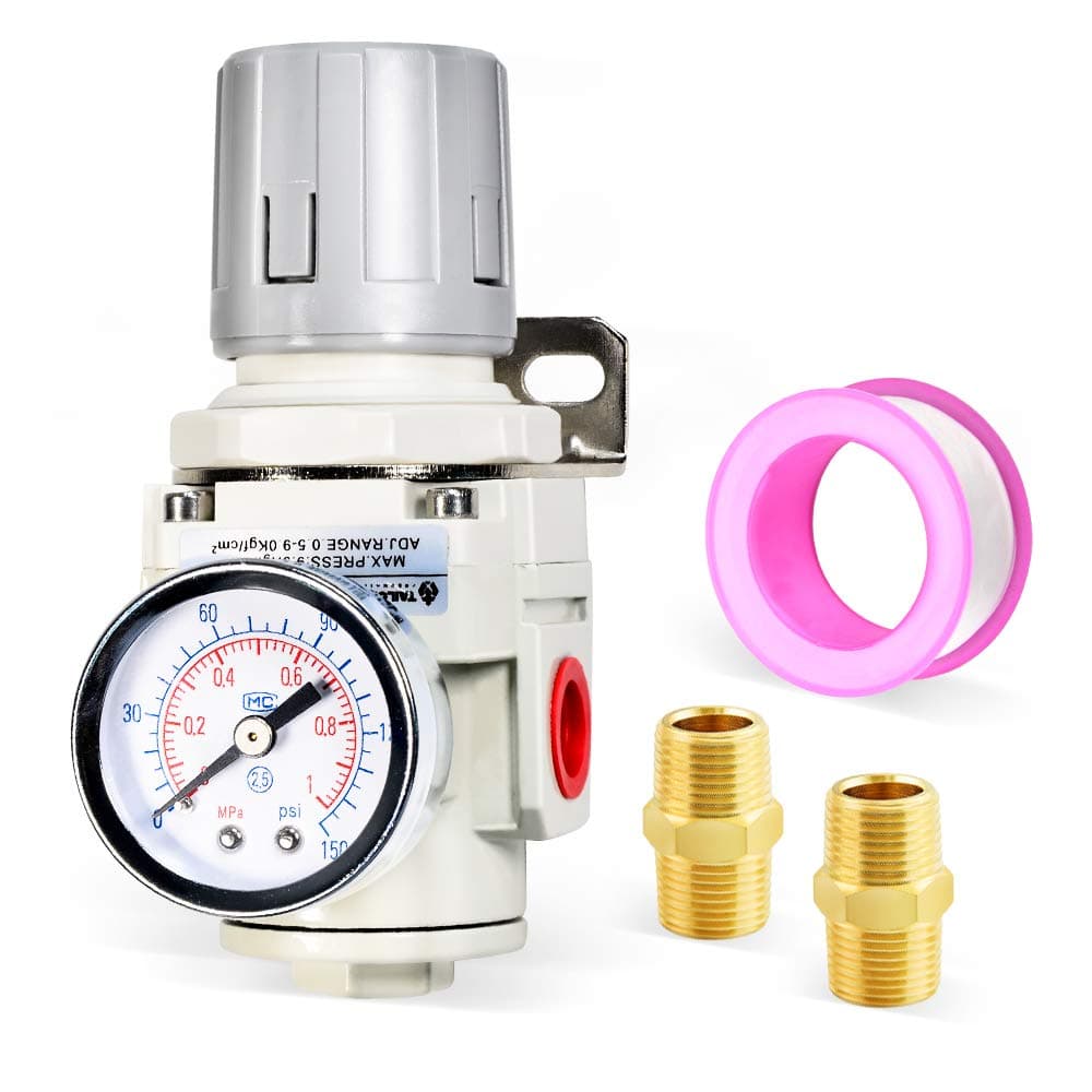 1/2 Inch NPT Mini Pressure Regulator for Compressed Air Systems AR4000，Adjust 0 to 145 Psi