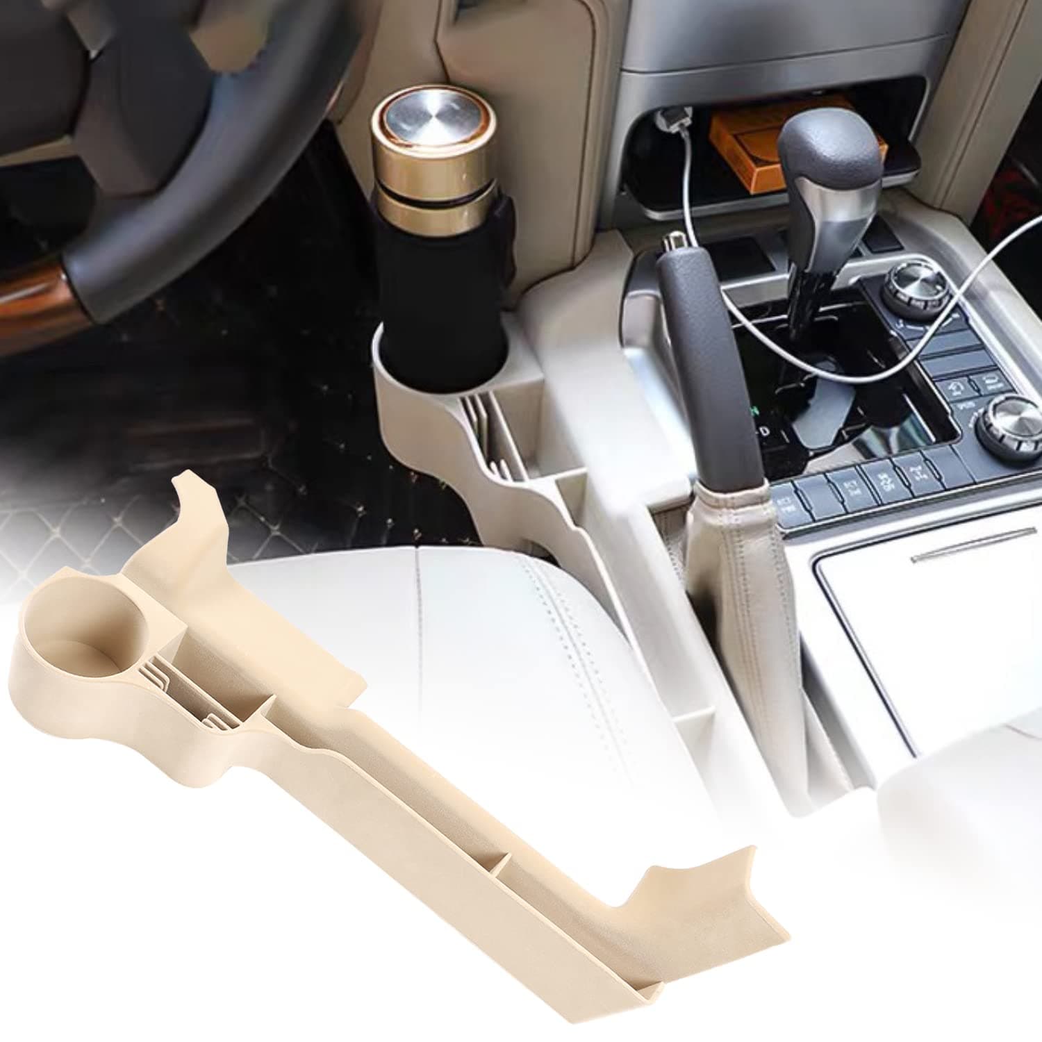 Gear Tray Gear Shift Console Side Storage Box For Toyota Land Cruiser 200 LC200/FJ200 2016~2019 Accessories, Car Seat Gap Filler Organizer Storage Box Front Seat Console Side Pocket with Cup Holder