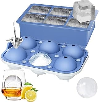 ROTTAY Ice Cube Trays (Set of 2), Sphere Ice Ball Maker with Lid & Large Square Ice Cube Maker for Whiskey, Cocktails and Homemade, Keep Drinks Chilled