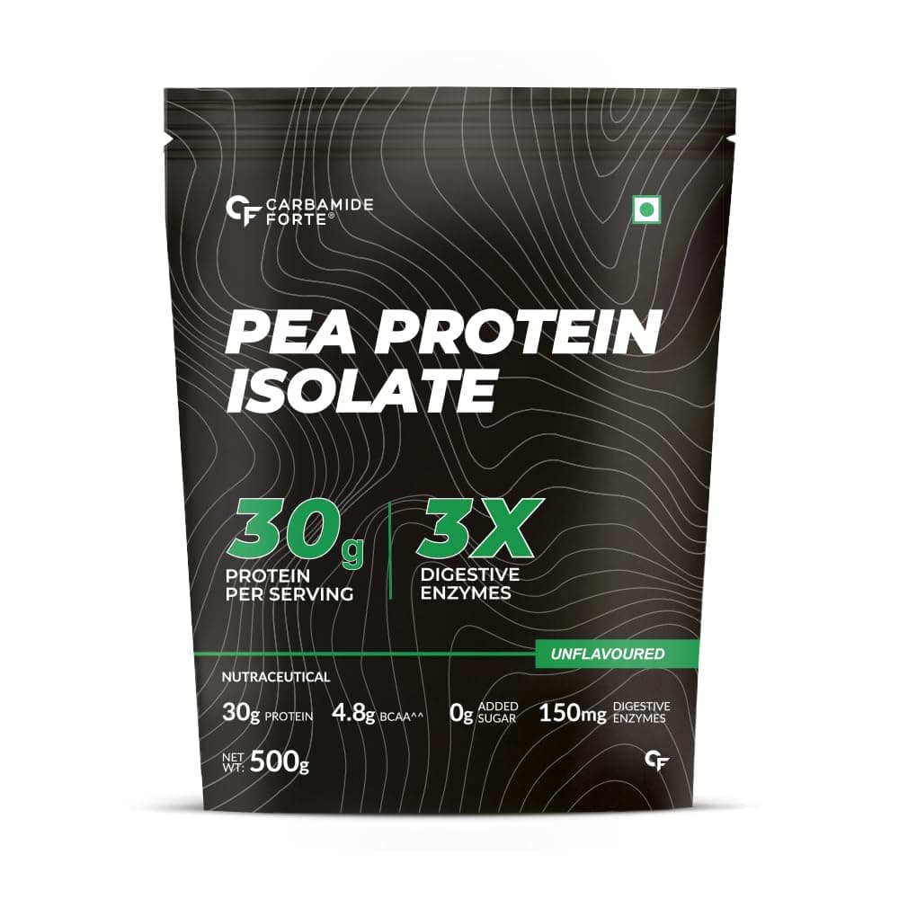 Pea Protein Isolate 30Grams Per Serving | Plant Based Protein Powder Isolate With 4.8G BCAA | Unflavoured Plant Pea Protein Powder - 500Grams