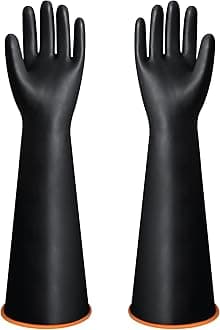 22" Chemical Resistant Gloves, Reusable Heavy Duty Long Rubber Glove, Waterproof Dishwashing Gloves for Men, Forearm Protection Resist Strong Acid, Alkali, Oil, XL Size