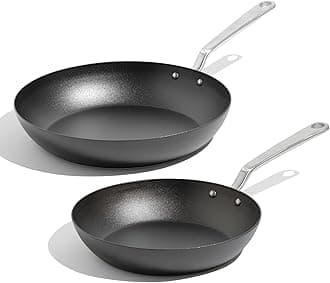 - Made In Cookware - 2 Piece (Includes 10",12") Seasoned Blue Carbon Steel Frying Pan - (Like Cast Iron, but Better) - Professional Cookware - Crafted in Sweden - Induction Compatible