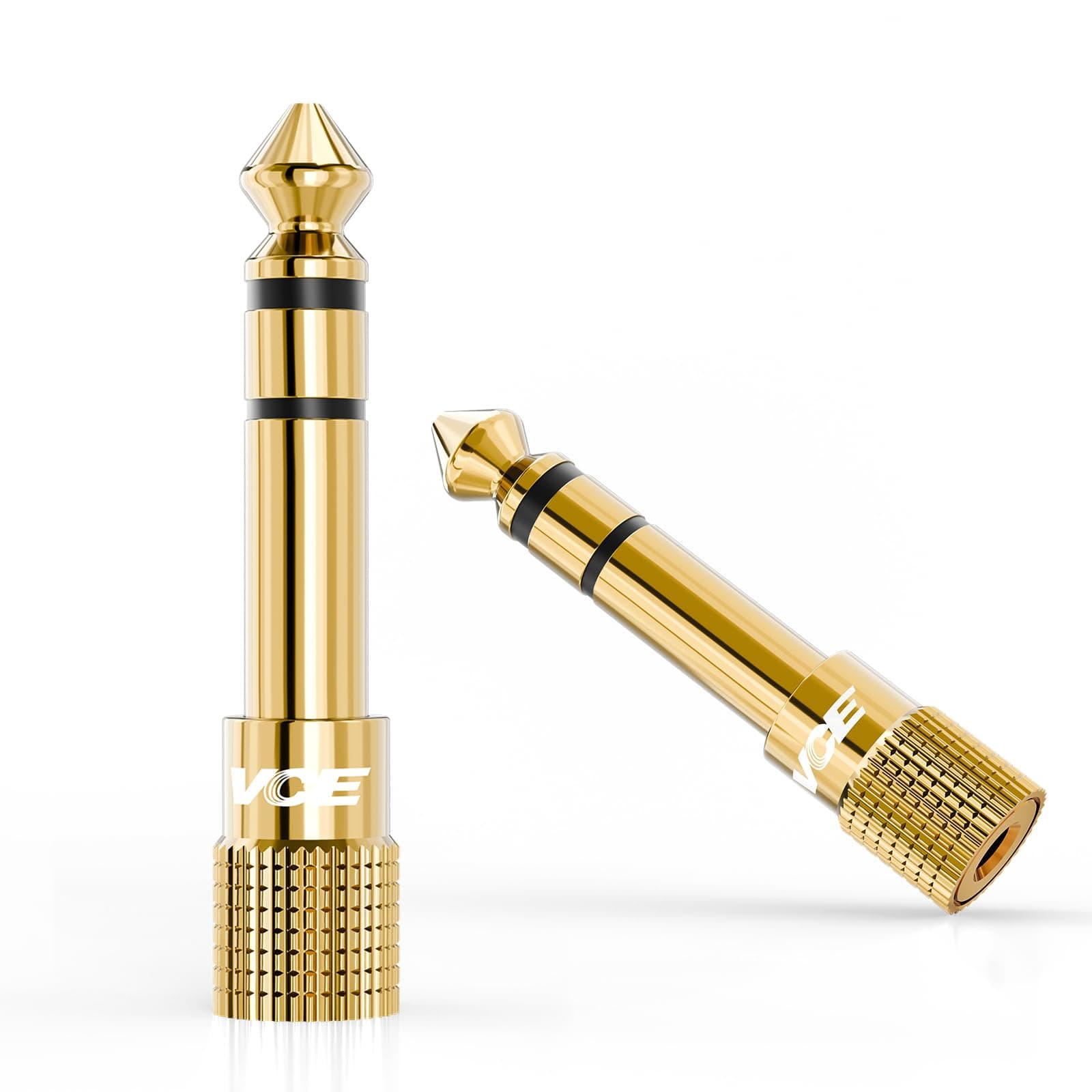 VCE 2-PACK 6.35mm (1/4 inch) to 3.5mm(1/8 inch) Male to Female Stereo Jack Adapter