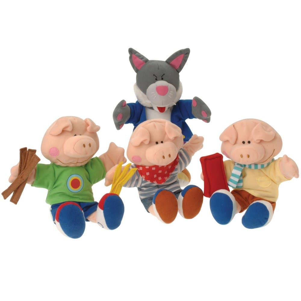 Constructive Playthings "The Three Little Pigs" Wolf and Pig Puppet Set from the Childhood Favorite Book