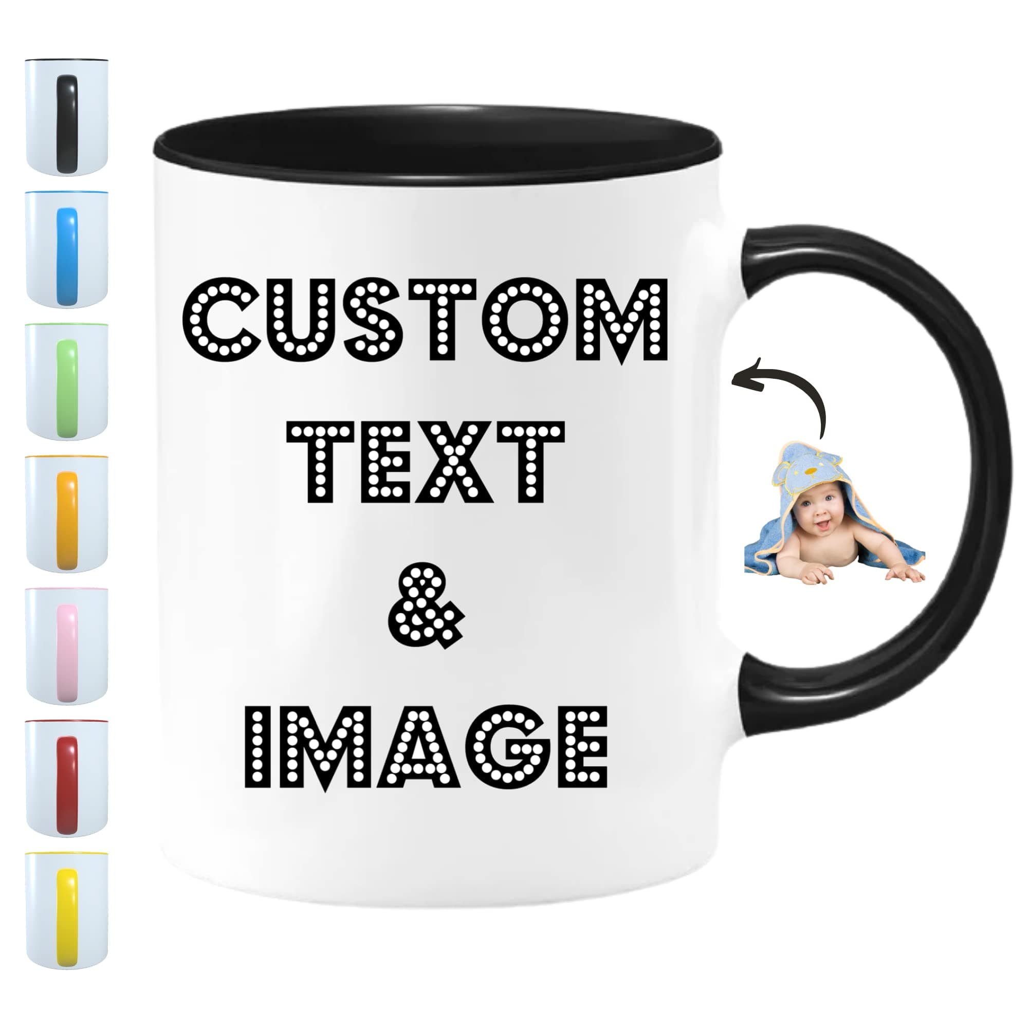 Personalized Photo Mug 11oz on Both Side Custom Mug with Picture Logo Text Personalized Coffee Mug Customized Gifts for Birthday Mother’s Day Housewarming Custom Coffee Mug Taza Personalizadas (Black)