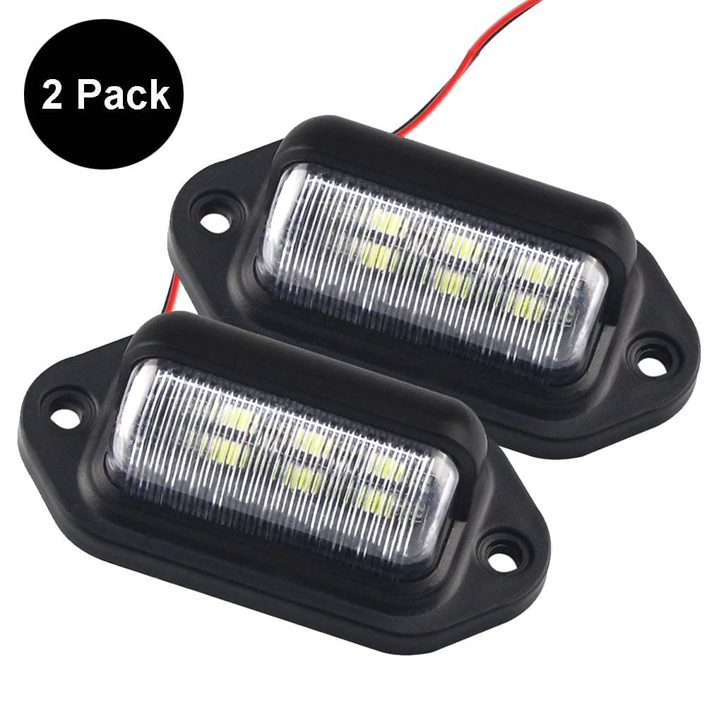 2 Pack 12V LED License Plate Light Lamp for Trailer Truck SUV Van, 6 SMD Exterior Step Courtesy Dome Lights Roof Trunk/Cargo Underhood Lamps Tags
