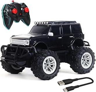 Wembley Rc Car Offroad High Speed Monster Truck Remote Control Car for Kids with 2 Speeds and 4 Headlight Modes | Lithium Battery | C-Type Charging | Made in India - Black