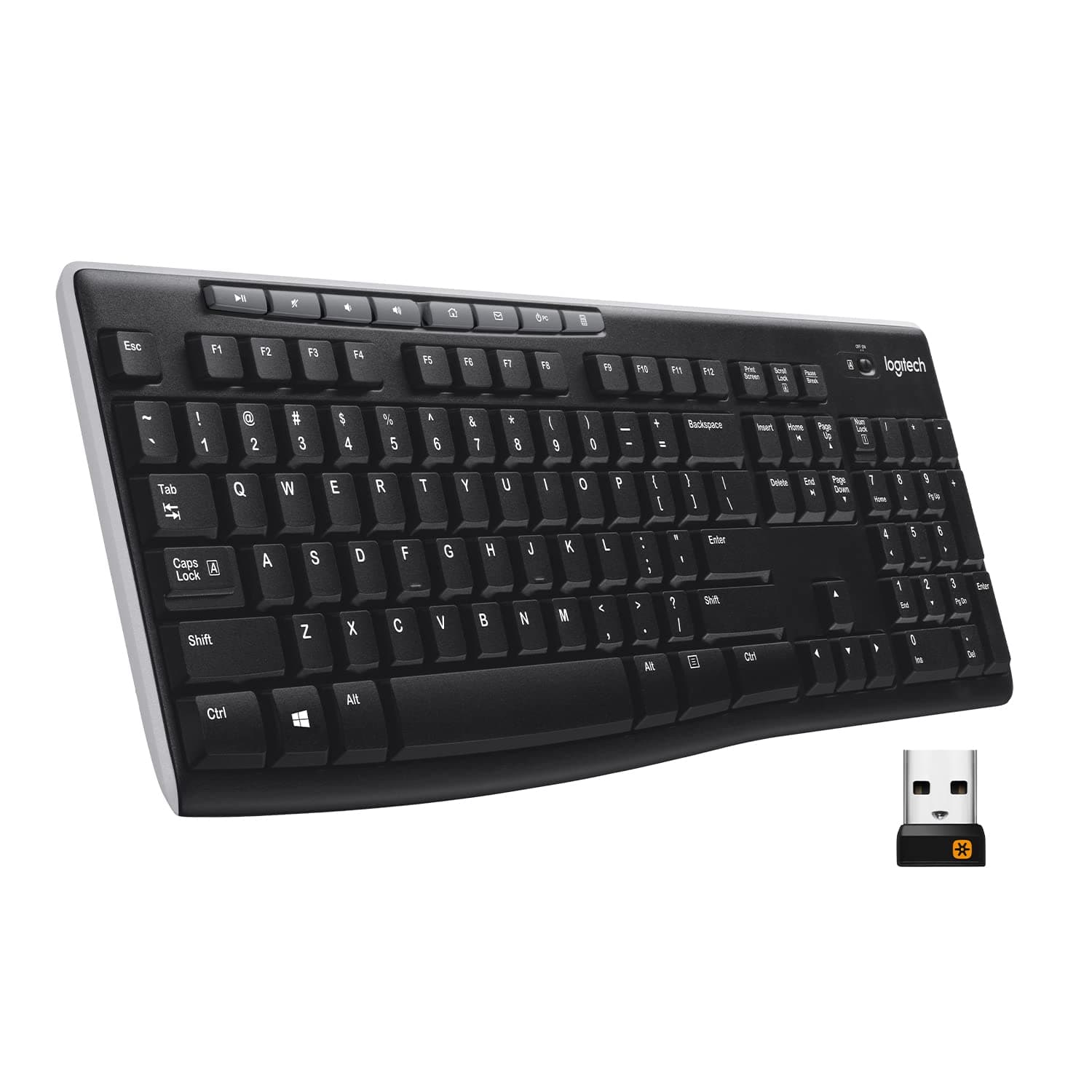 K270 Wireless Keyboard for Windows, 2.4 GHz Wireless, Full-Size, Number Pad, 8 Multimedia Keys, 2-Year Battery Life, Compatible with PC, Laptop, Black