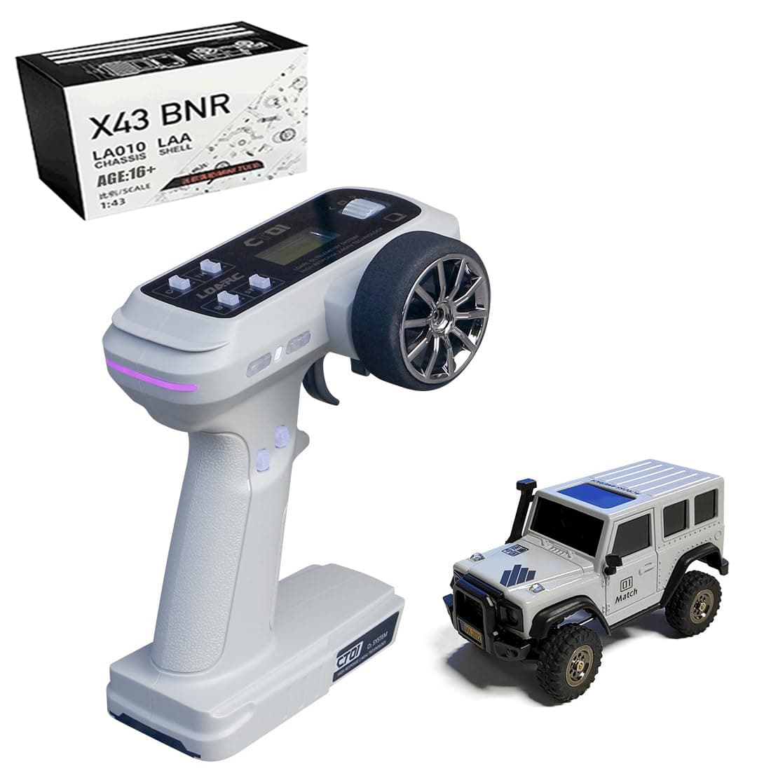 X43 1:43 Scale Mini RC Crawler RTR RC Rock Truck 4x4 2.4GHZ Hobby Grade Remote Control Car Model Vehicle RC Buggy and Adults (Grey)