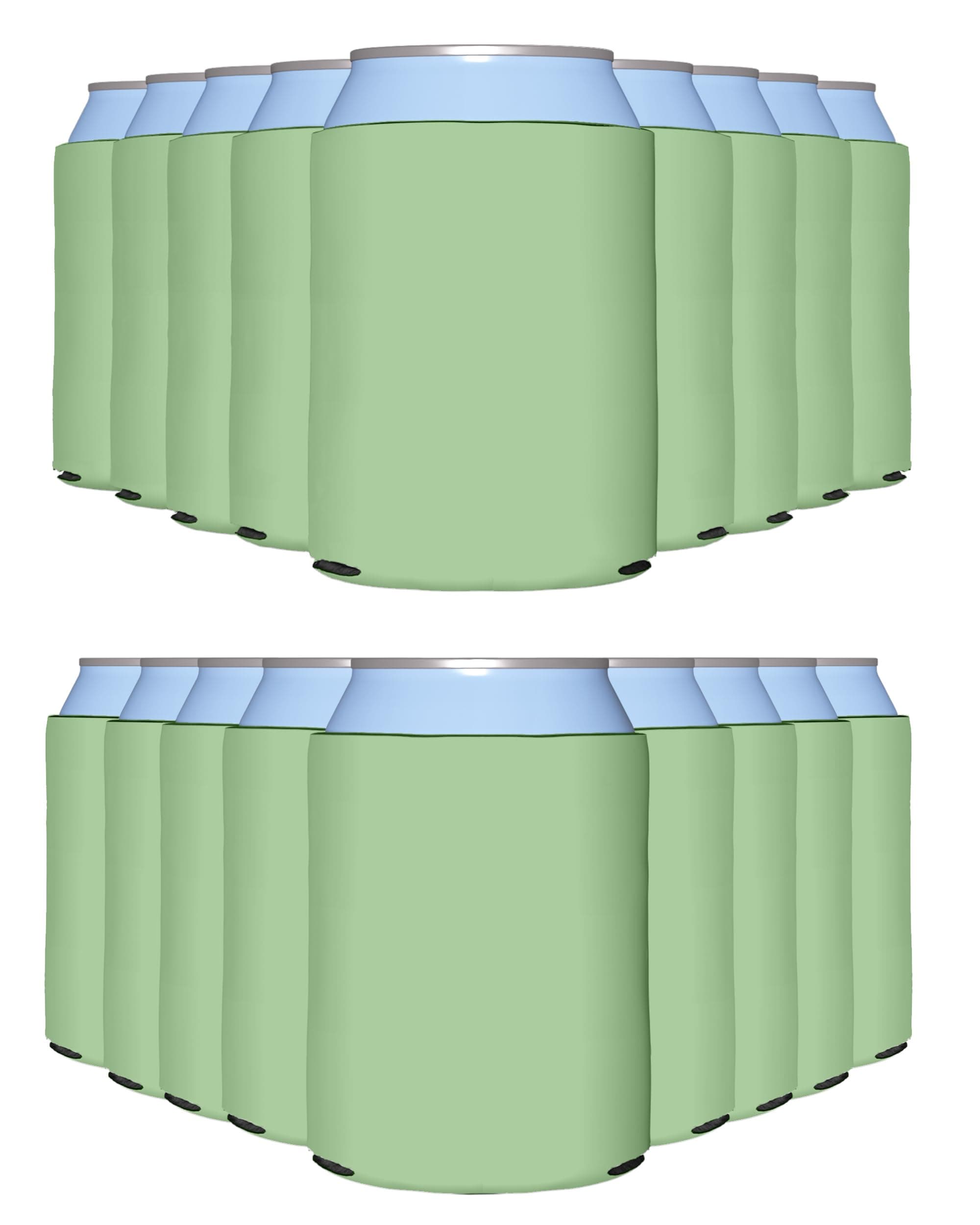 PartyPrints 25 Pack Mint Blank Can Cooler Sleeves, Customizable Bulk Insulated Foam for Beer, Collapsible Plain Drink Holder, Cold Soda Insulator, 12oz Regular, 16oz Tall Cans