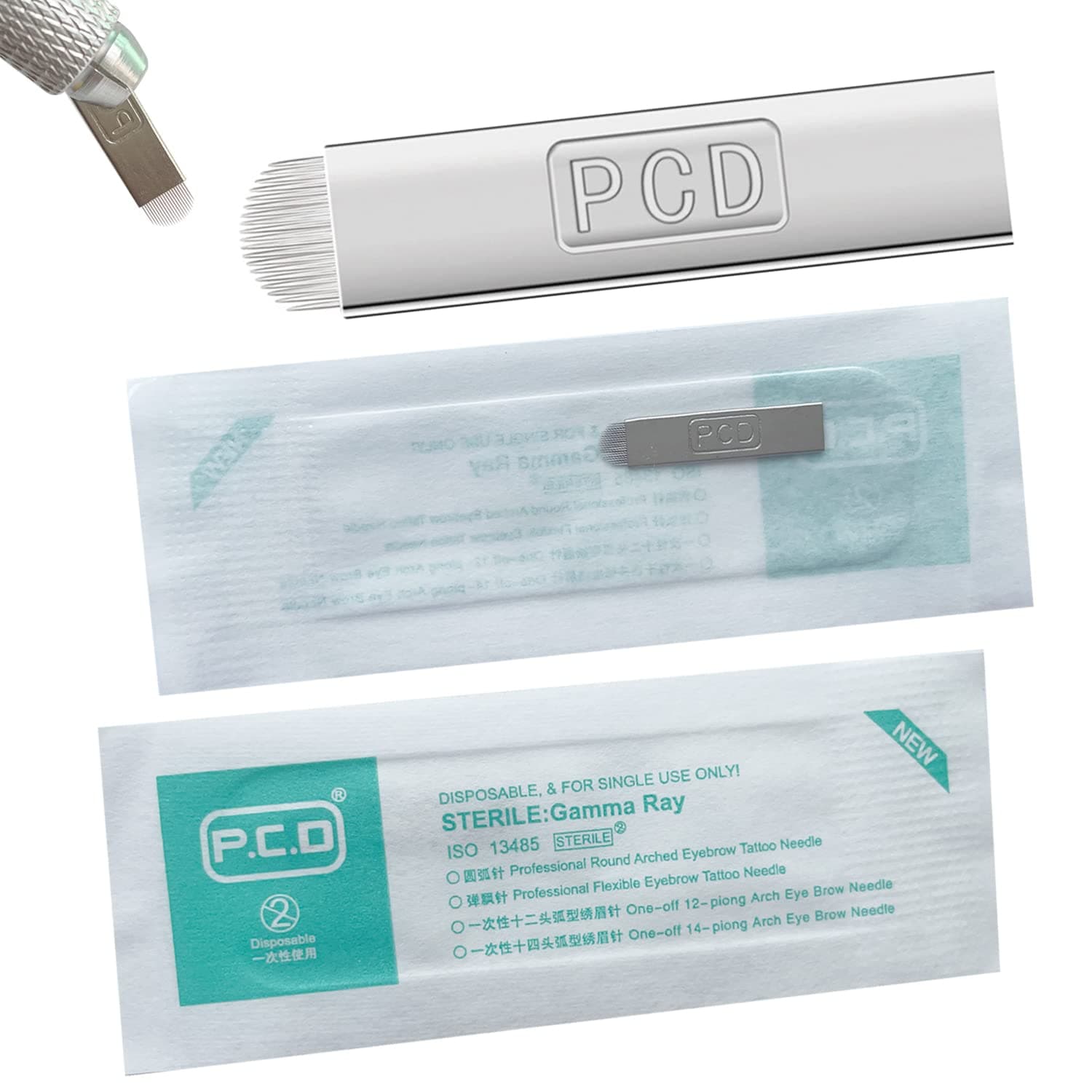 Microblading Needle Blades 30Pcs,Disposable Eyebrow Tattoo Needles for Permanent Makeup Machine Supplies Manual - PCD 19 Pins U Shape