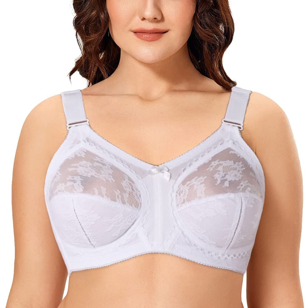AyigeduWomen's Full Coverage Non Wired Non-Padded Minimizer Lace Plus Size Support Bra