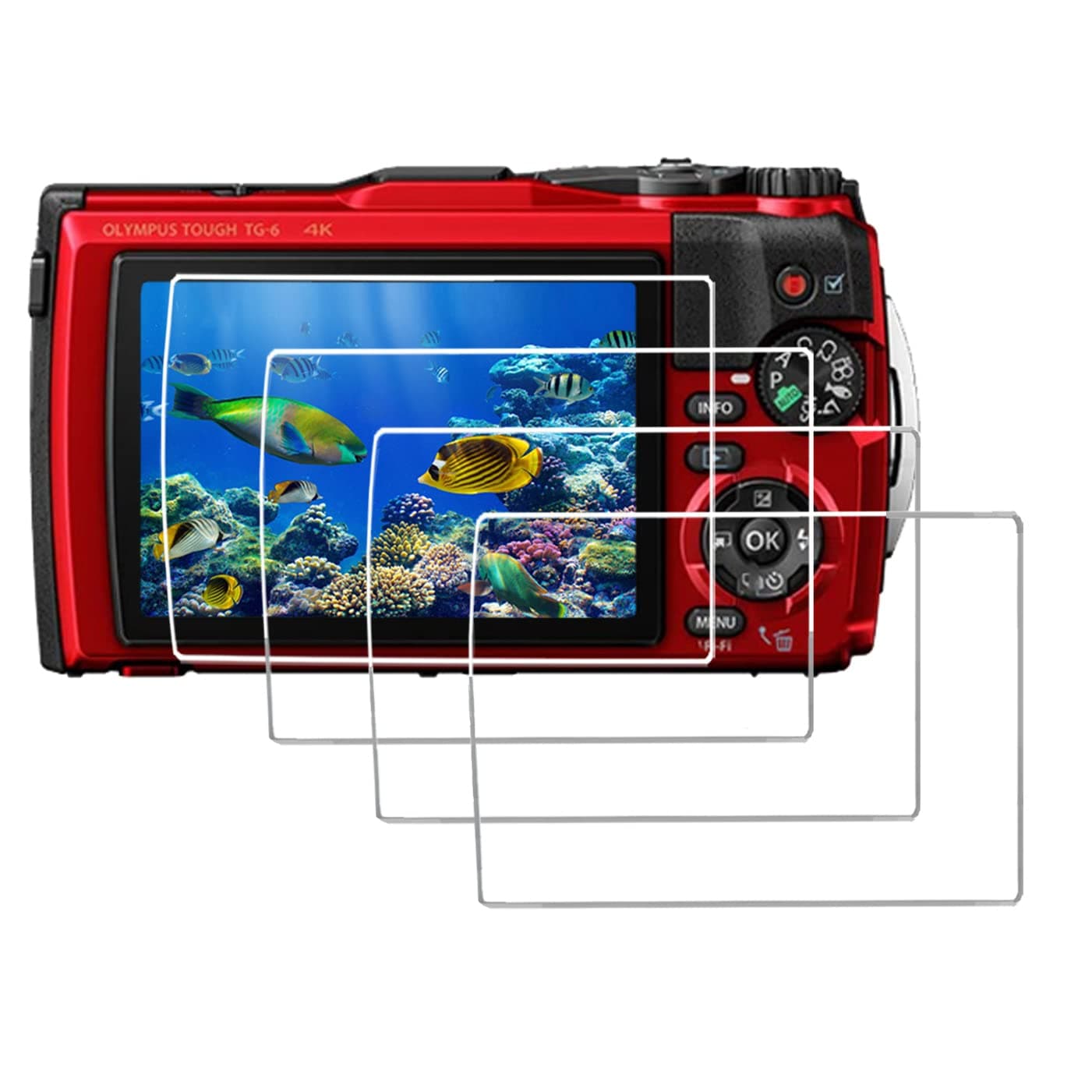TG-7 TG-6 Glass Screen Protector Compatible Olympus Tough TG-6 TG7 Waterproof Camera, Anti-scratch Tempered Glass crystal-clear Hard Protective Film Shield Cover Guard Lcd protection (4pack)