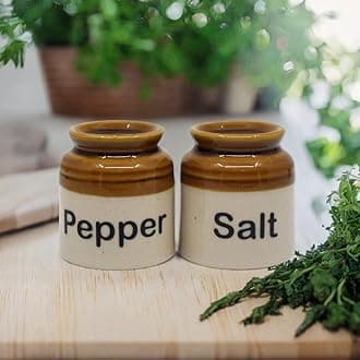 Elegant Ceramic Salt Pepper Set for Dining Table & Kitchen Salt Shakers Set | Classic Design, Easy Refill, Perfect for Kitchen & Dining - 60ML (A-Brown, 1 Set)