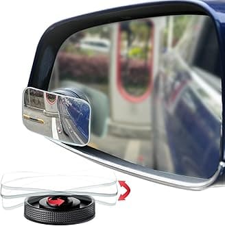 Suction Cup Blind Spot Mirror, HD Glass Frameless Removable Convex Wide Angle Rear View Mirror (Rectangular, Pack of 2)