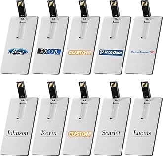 Bilious Custom Personalized USB Flash Drive 100 Pack 4GB/8GB/16GB/32GB/64GB/128GB/256GB, Metal Credit Card Bank Card Shaped Thumb Drive, Waterproof Memory Stick Small Size USB Drive Gift
